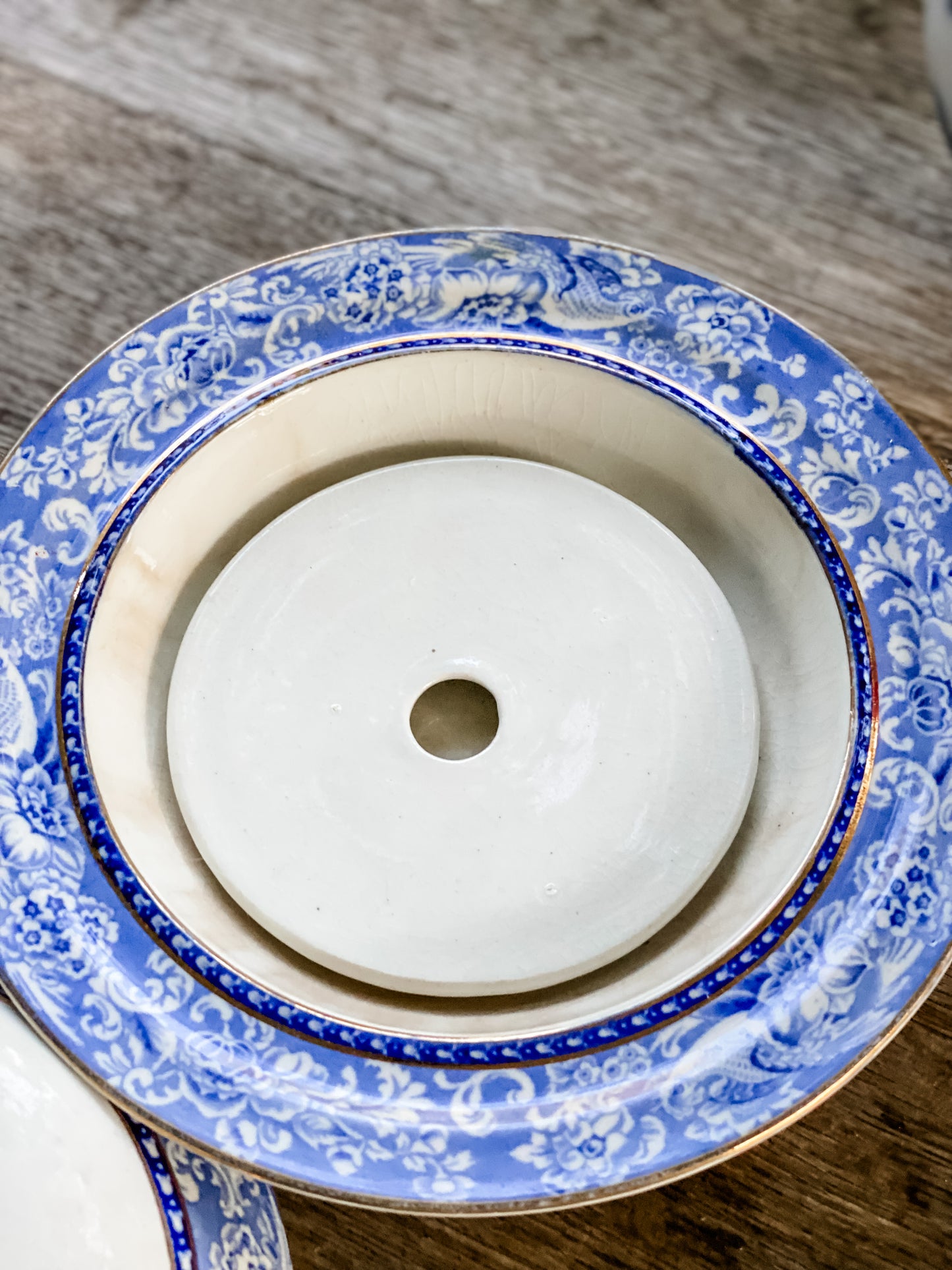 Blue and White Antique Butter Dish