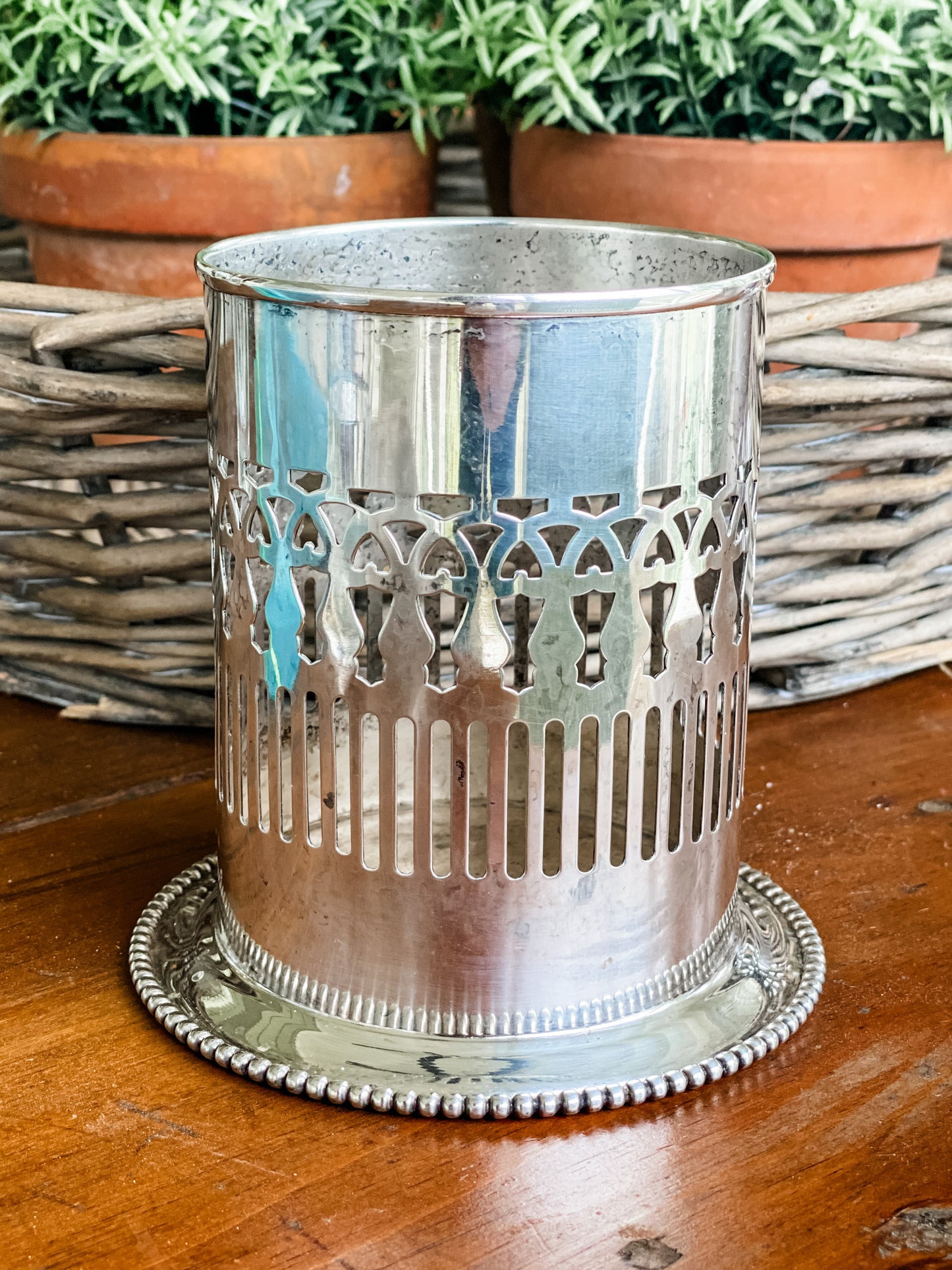 Antique Reticulated Bottle Holder