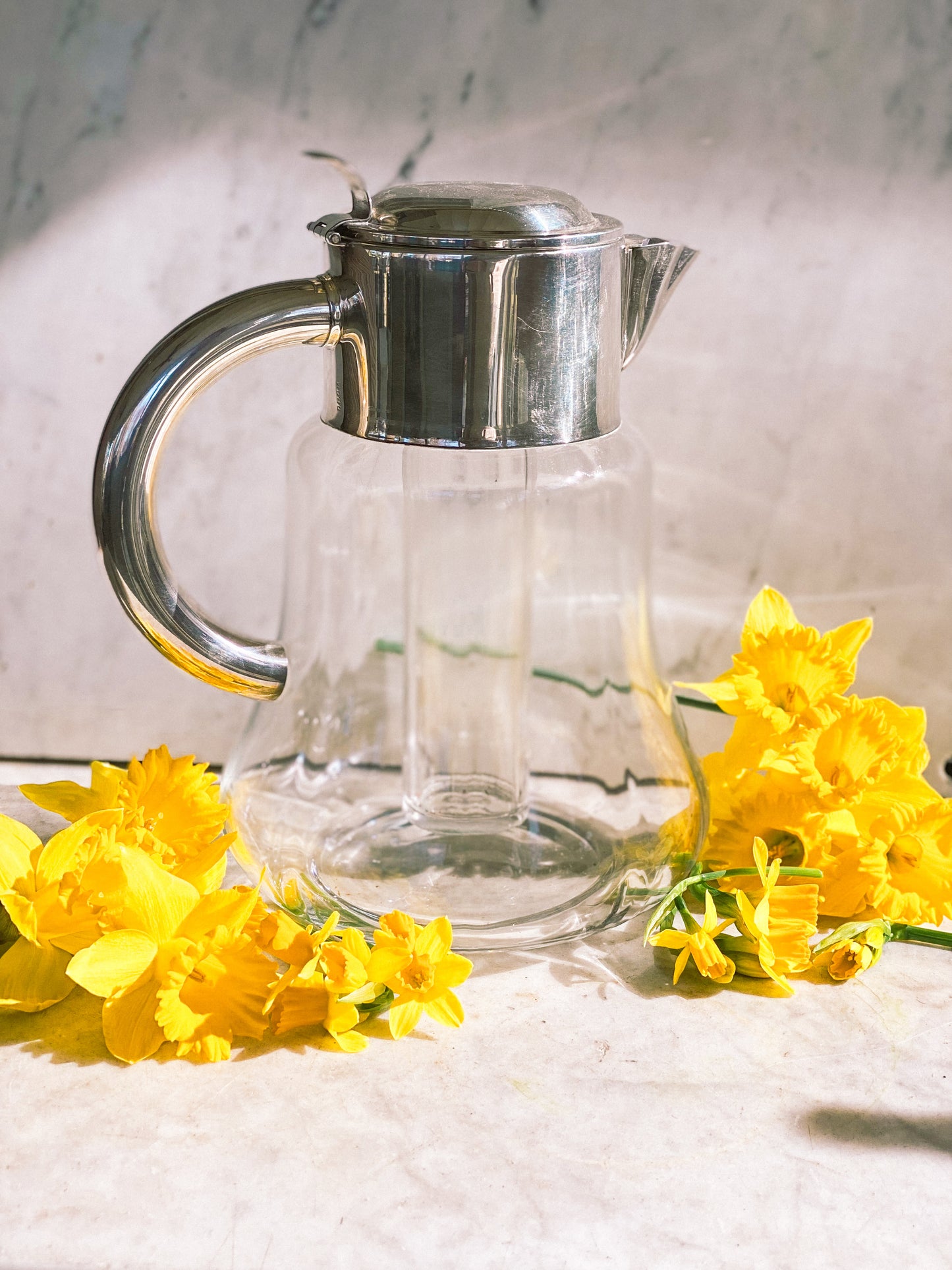 Early 1900s Antique Water Pitcher with Freezable Insert & Strainer