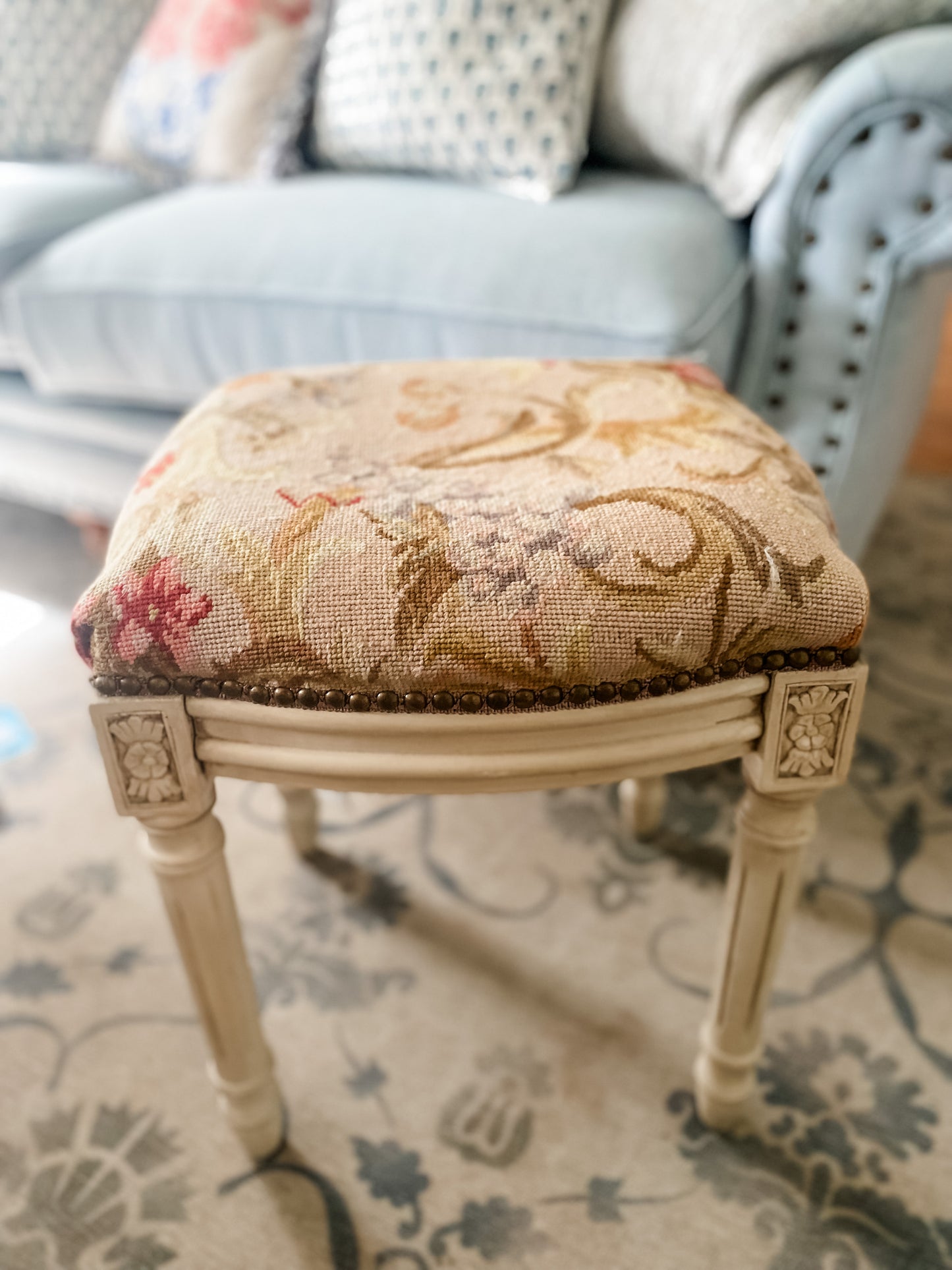 Beautiful Needlepoint Louis XVI Stool