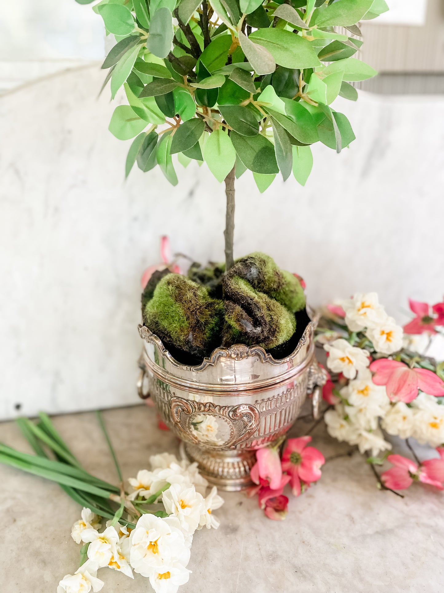 Antique Silver on Copper Pot | Early 1800s | Lion Head Handles + Cherub Detail