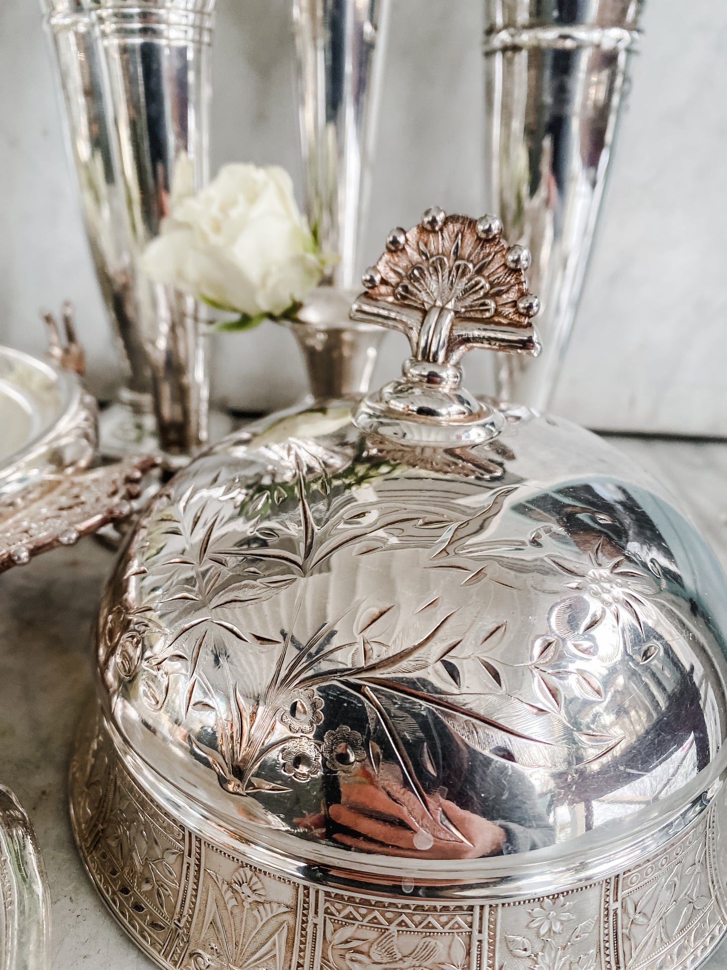 Large Antique Quadroupleplate Dome Butter Dish