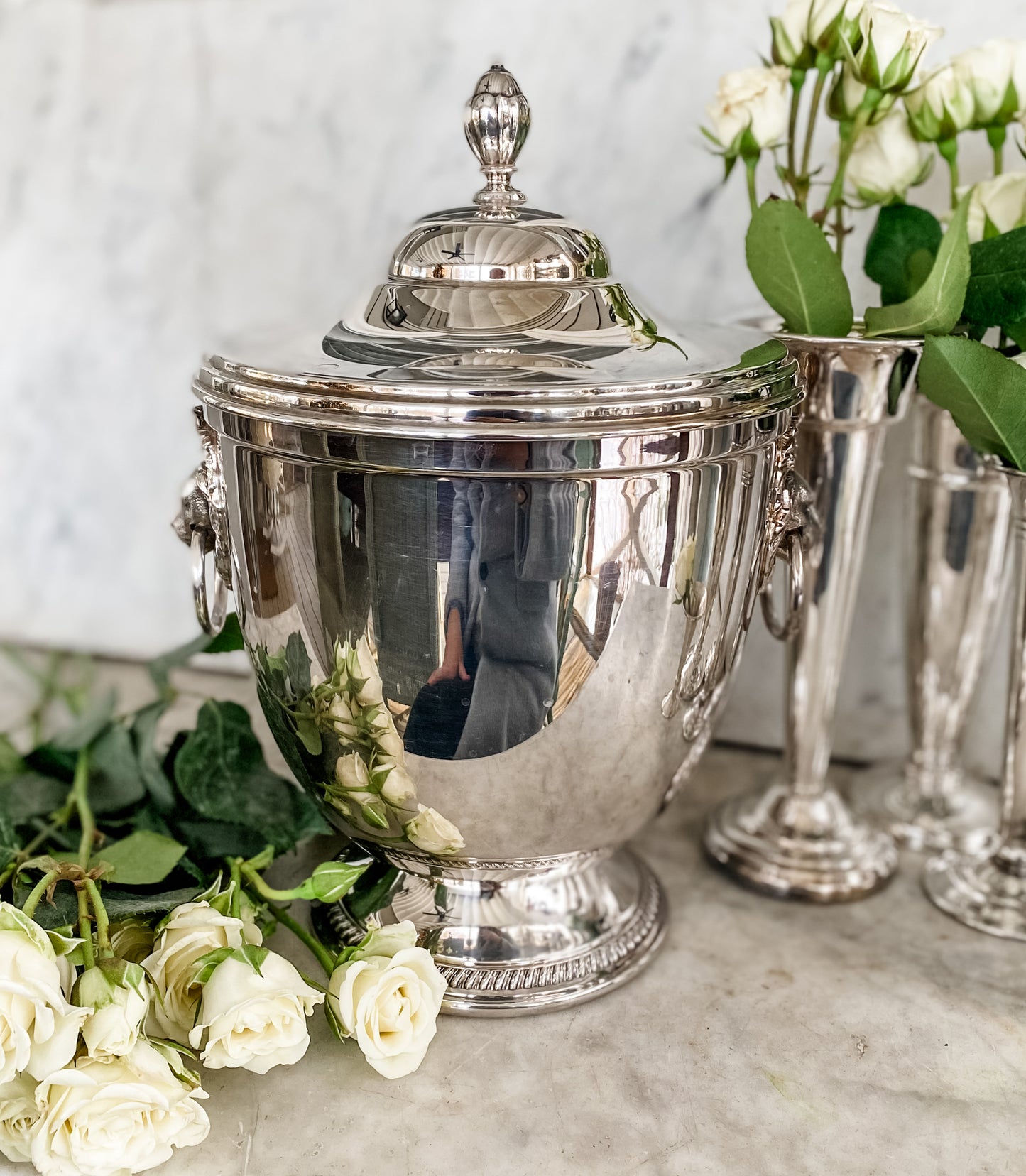 Gorgeous Ice Bucket with Lion Head Mount Handles
