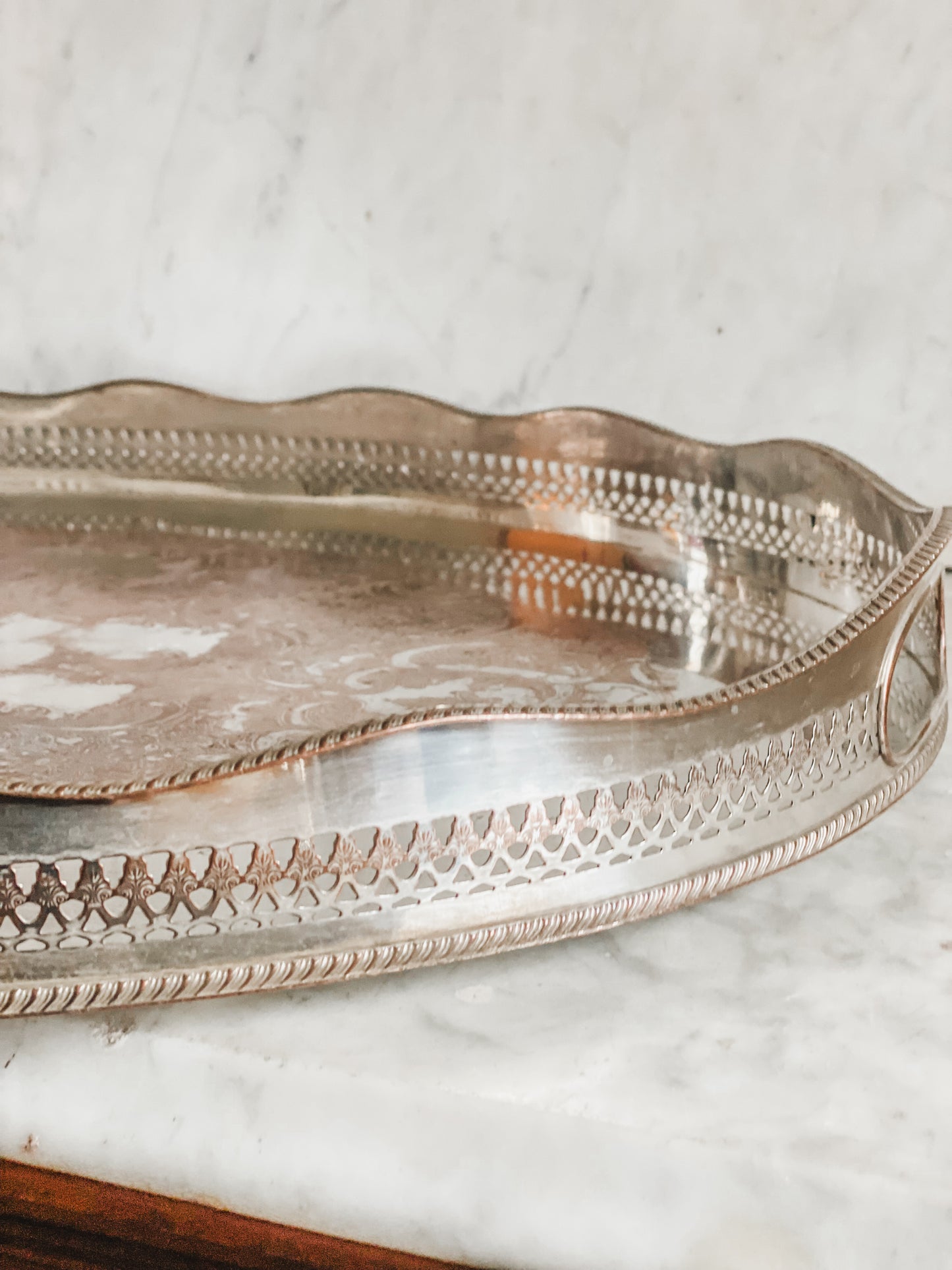 Huge Antique English Gallery Tray