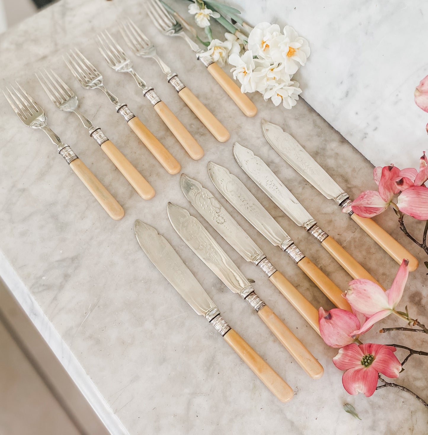 Antique Fish Serving Set | Service for 6 | 12 Pieces | EPNS