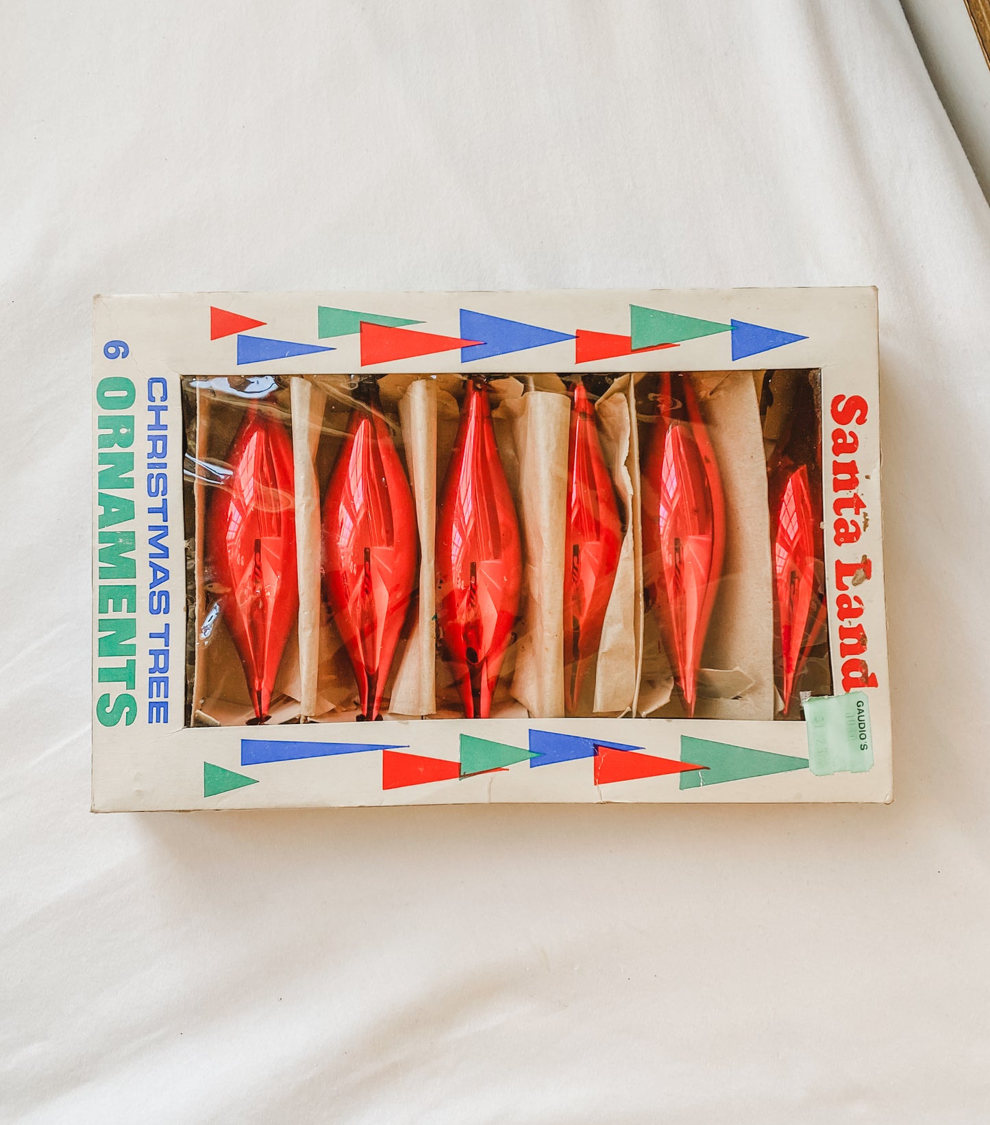 6 Red Vintage Glass Tear Drops