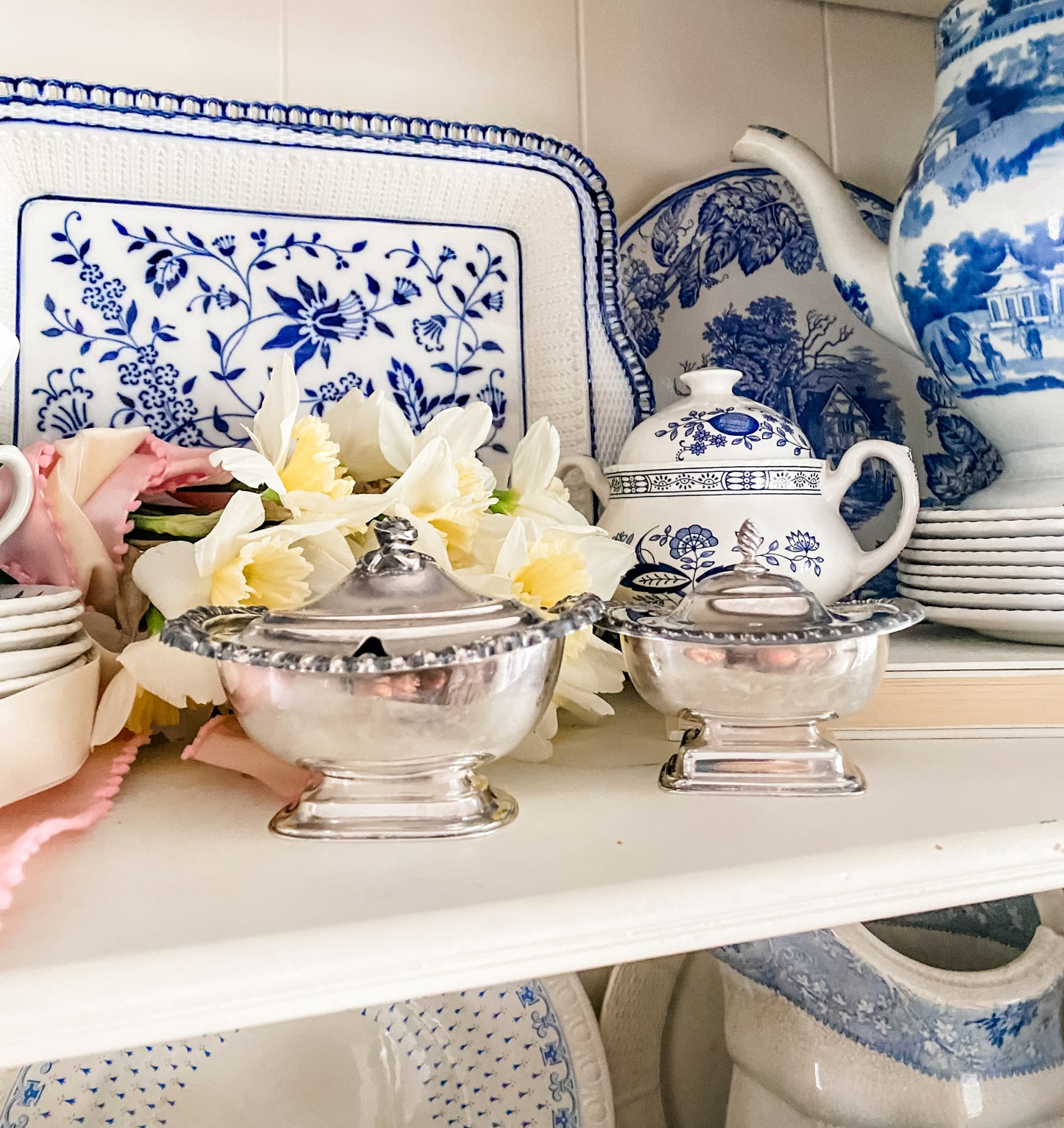 Pair Hand Chased Antique English Salt Cellars