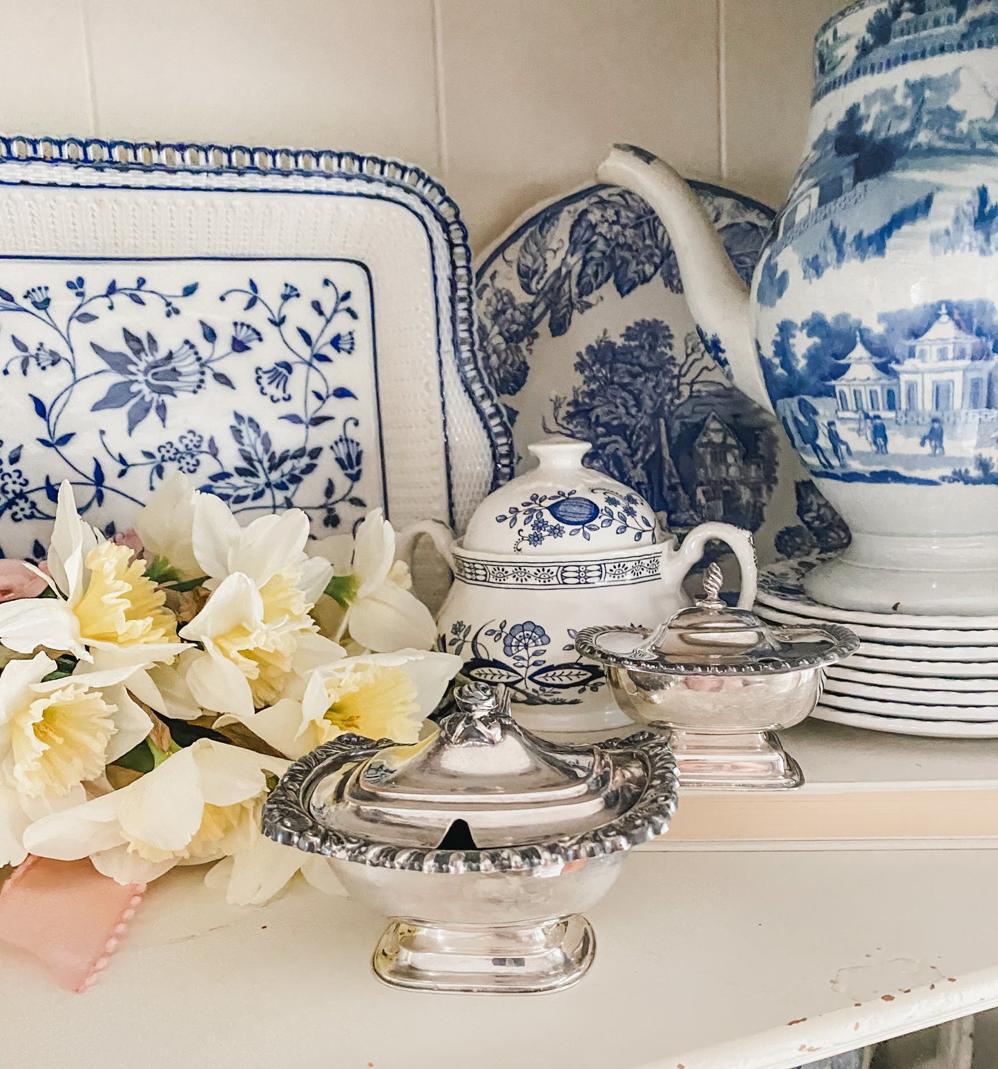 Pair Hand Chased Antique English Salt Cellars