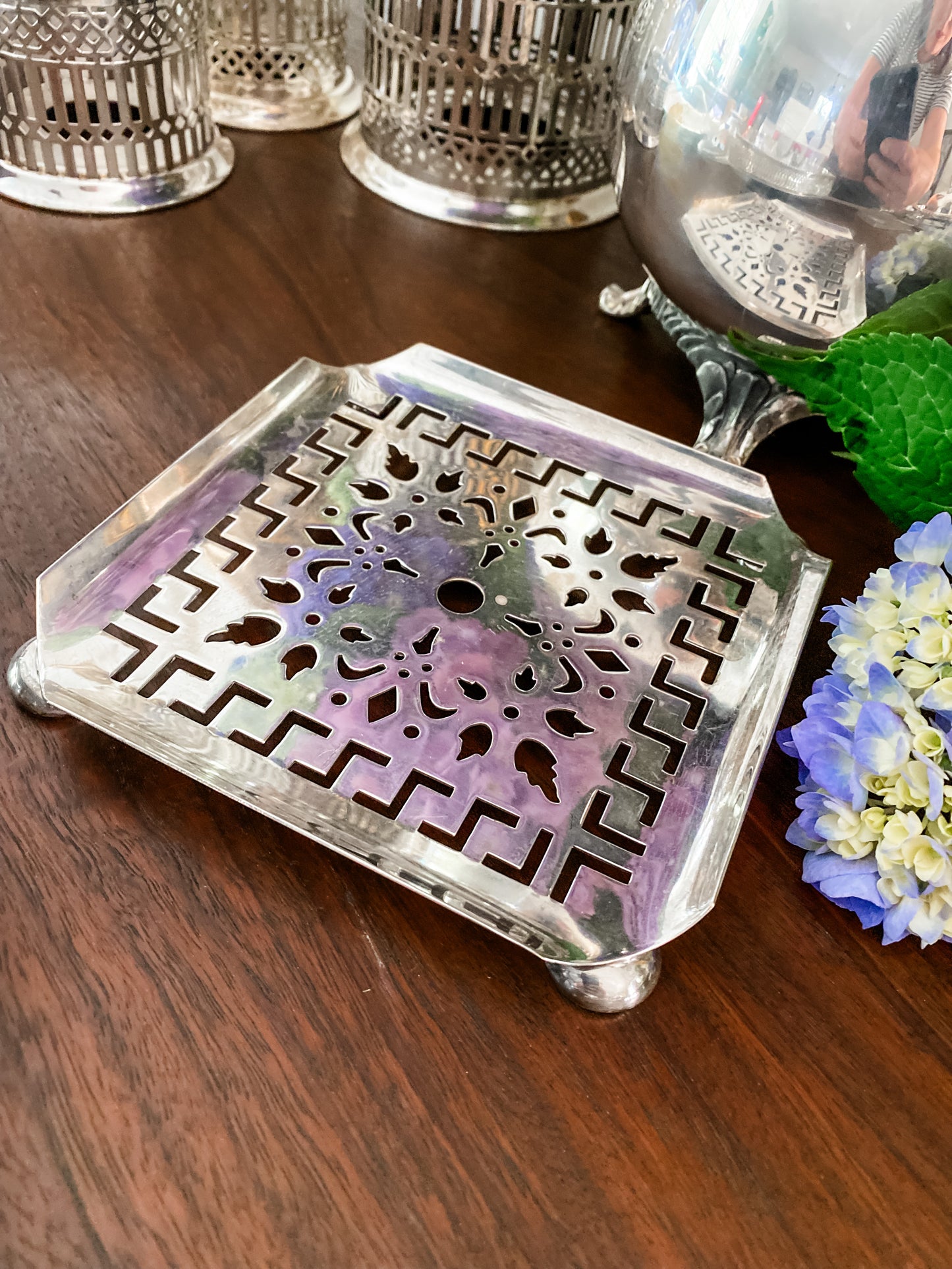 Pierced Silver English Trivet
