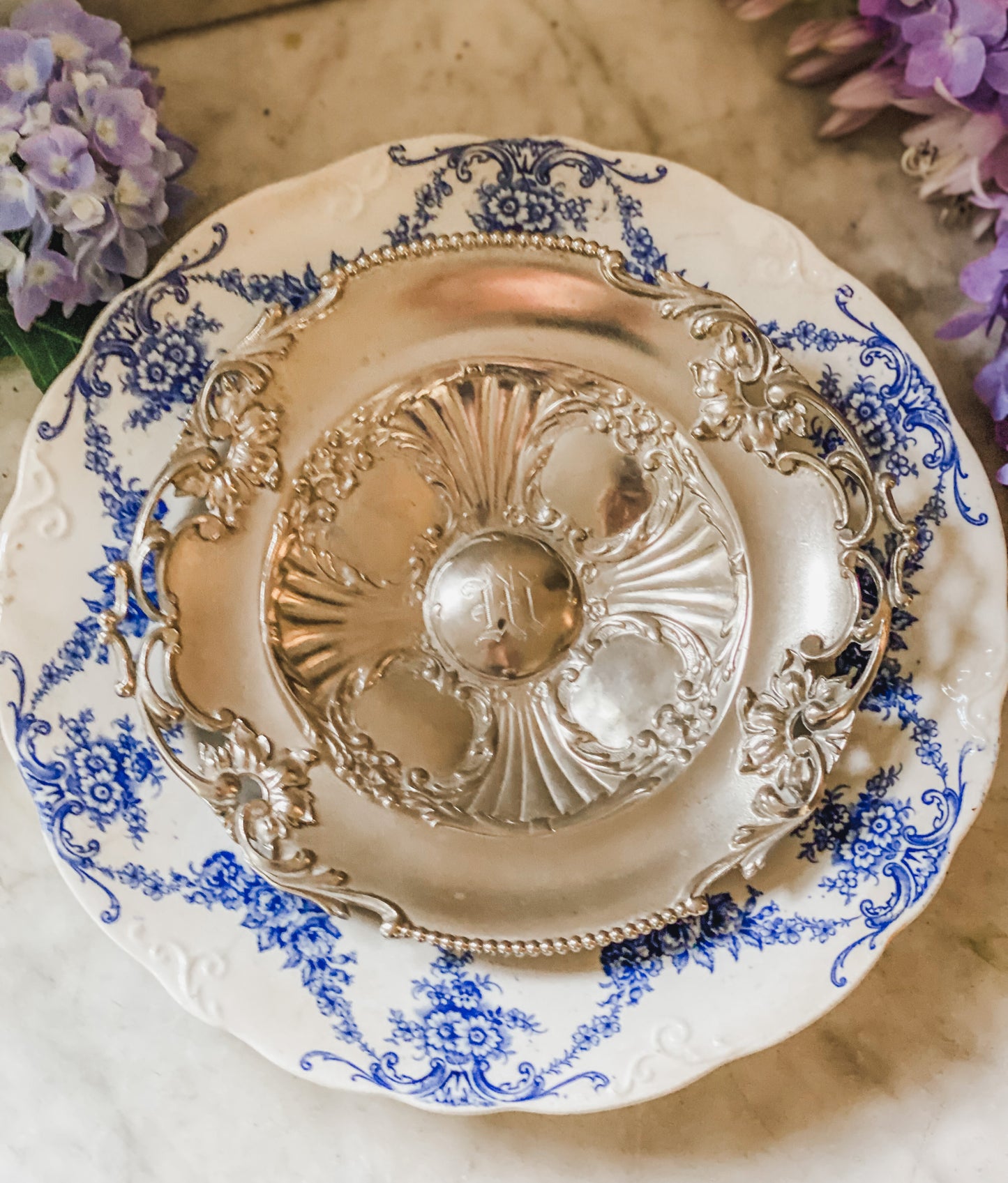 Intricate Antique Victorian Quadroupleplate Dish