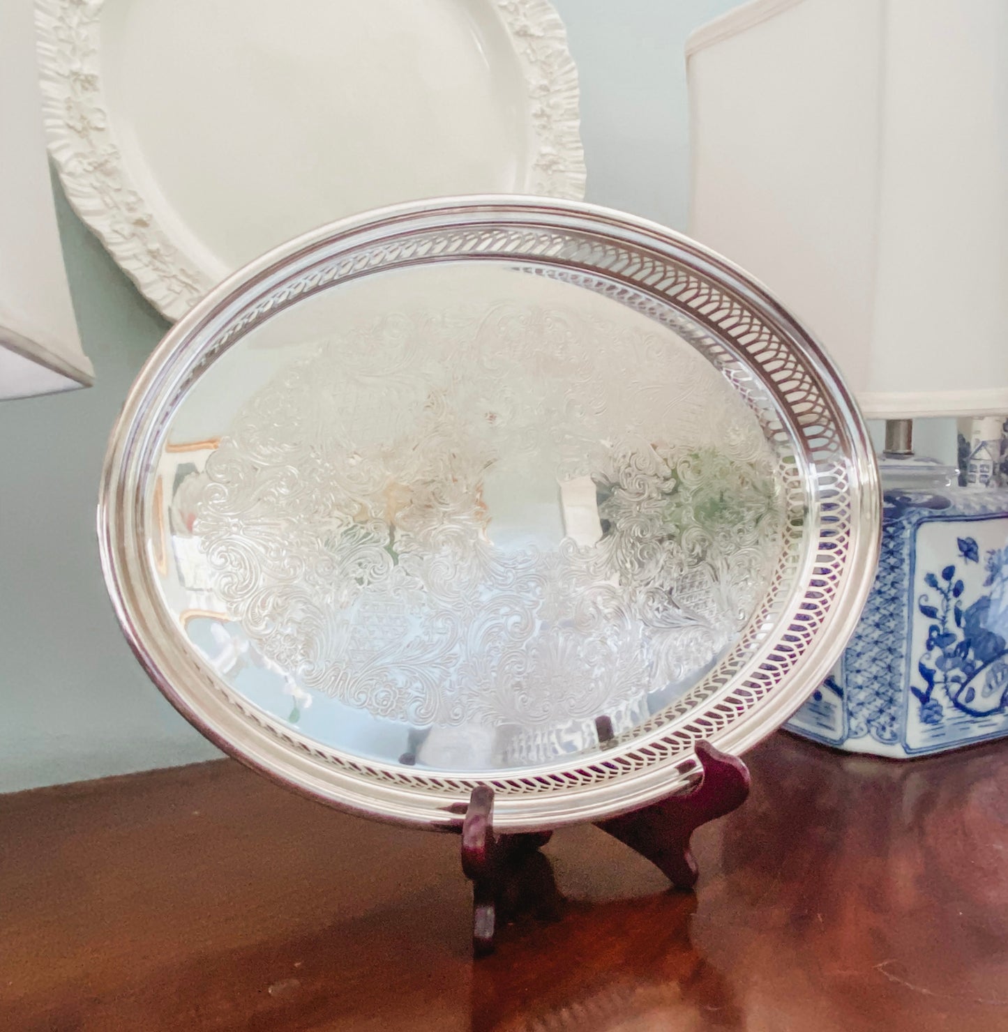 Lovely Sheffield Silver Co. Gallery Tray