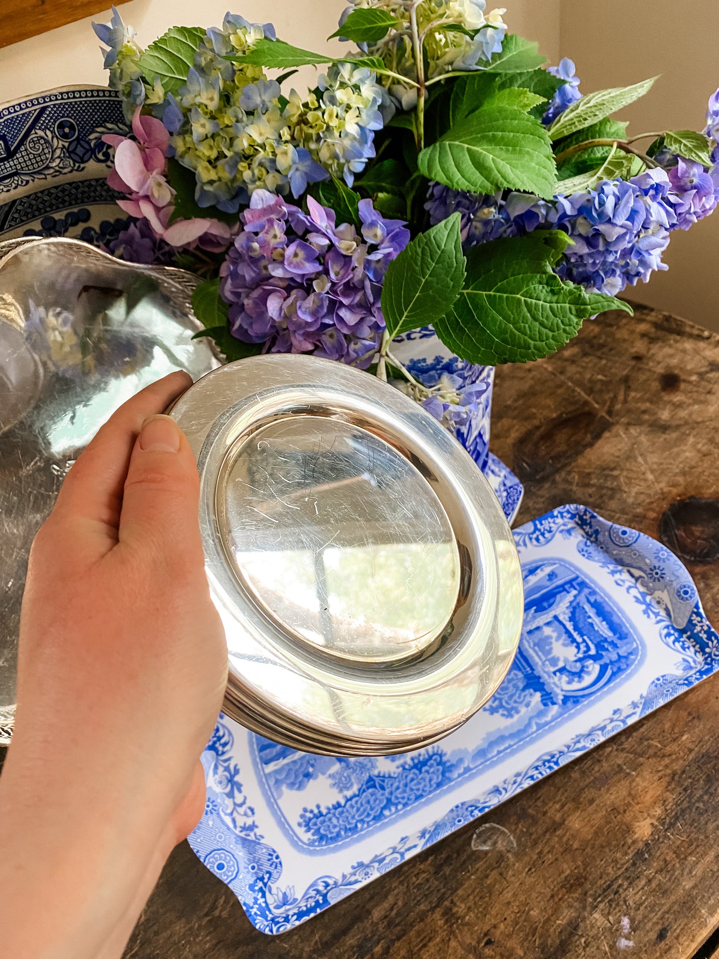 Set of 6 Silver Plate Appetizer Plates