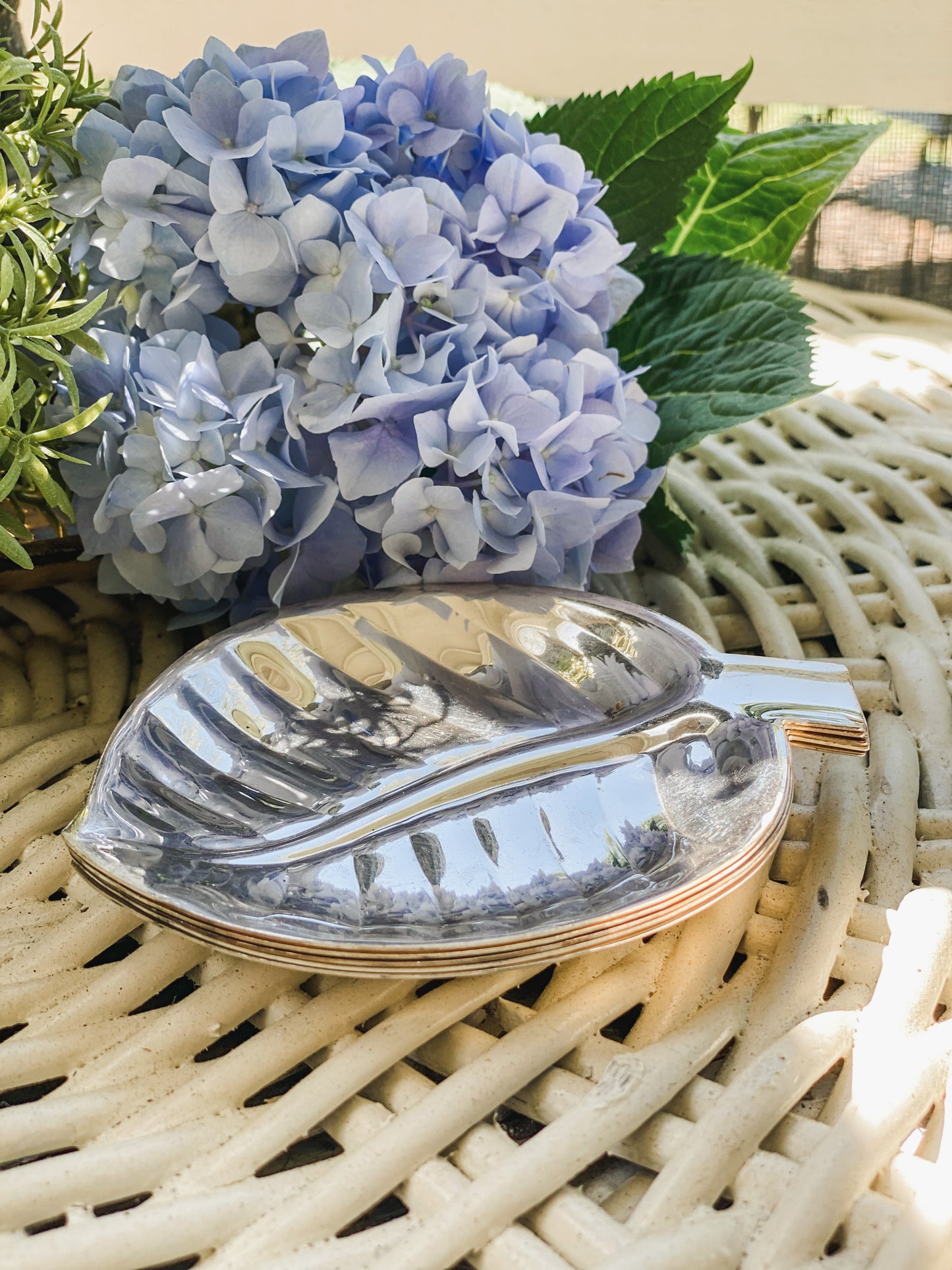 5 Silver Plate Leaf plates