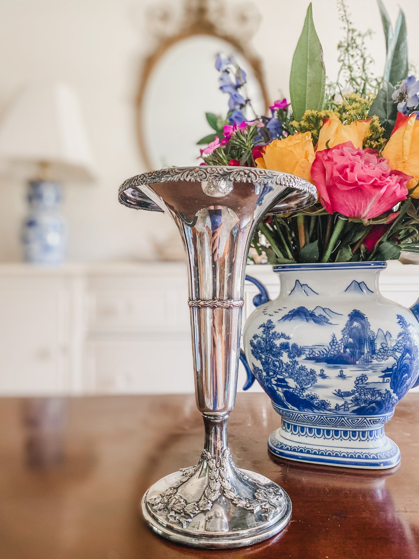 Impressive Antique Trumpet Vase