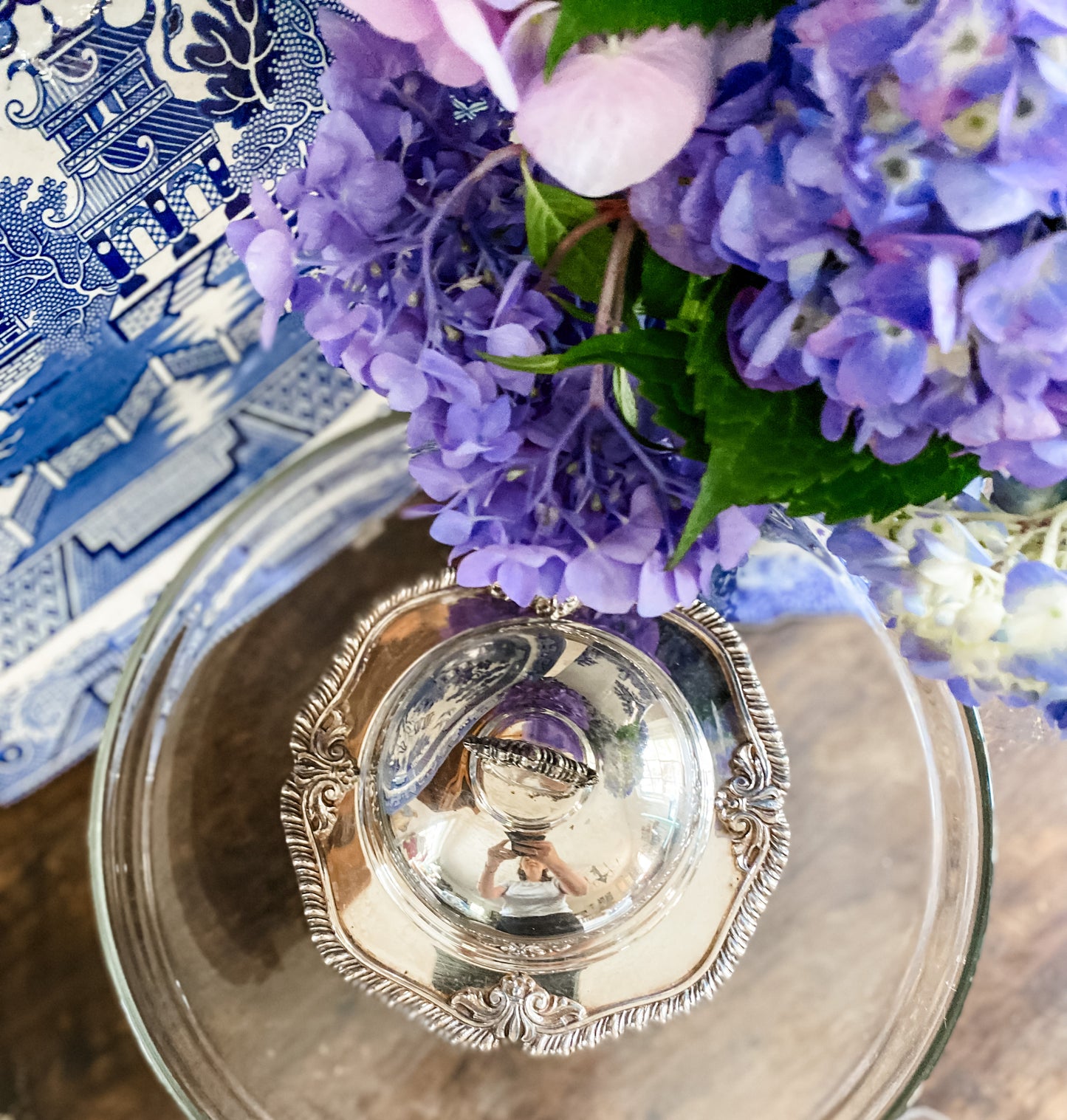 Antique Silver Butter Dish with Dome Lid