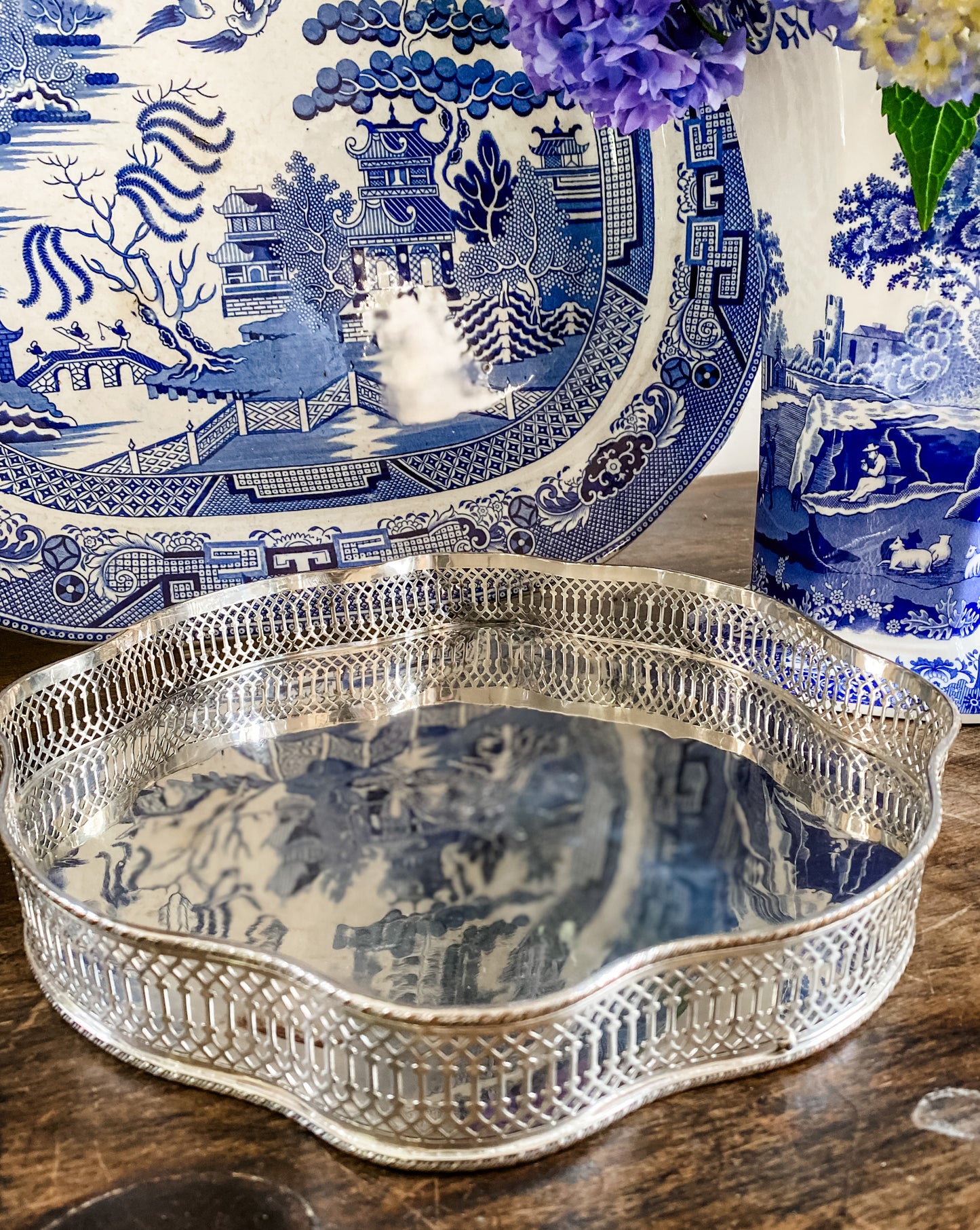 Stunning Antique Gallery Tray