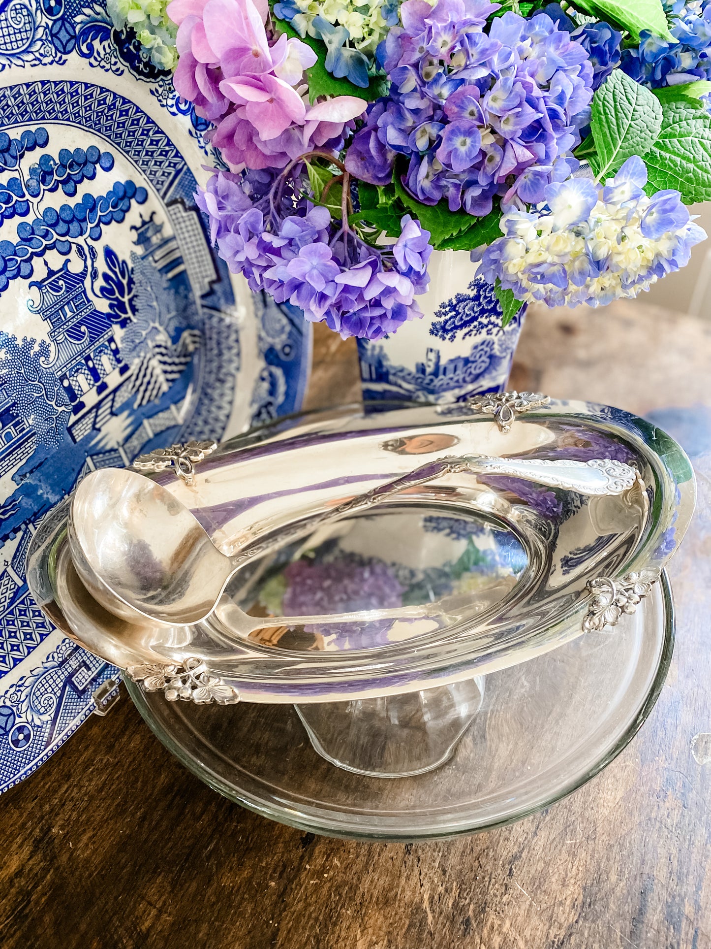 Antique Ladle and Oval Silver Dish