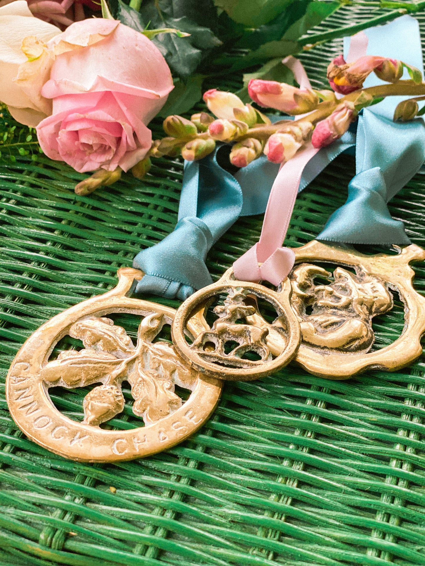 Set of 3 Horse Brass Featuring English Acorn