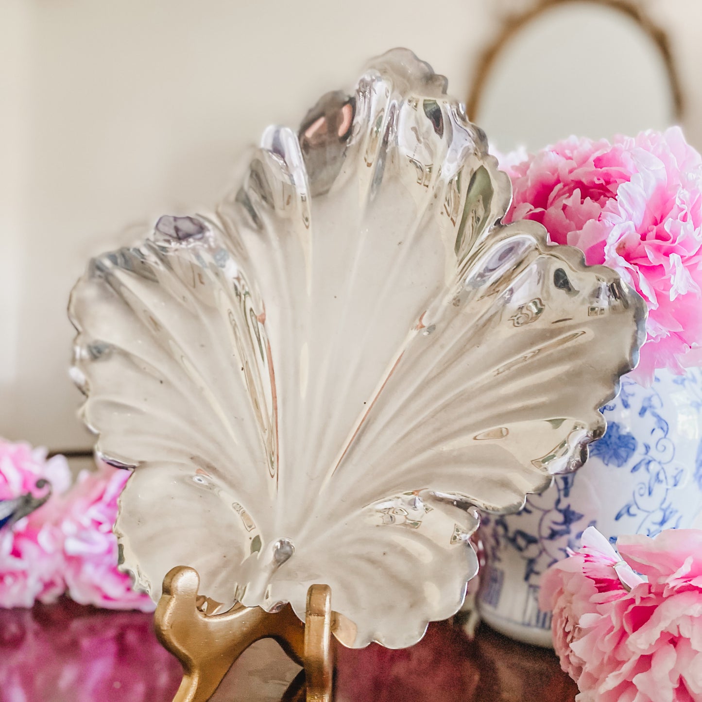 Glamorous Silver Leaf Plate