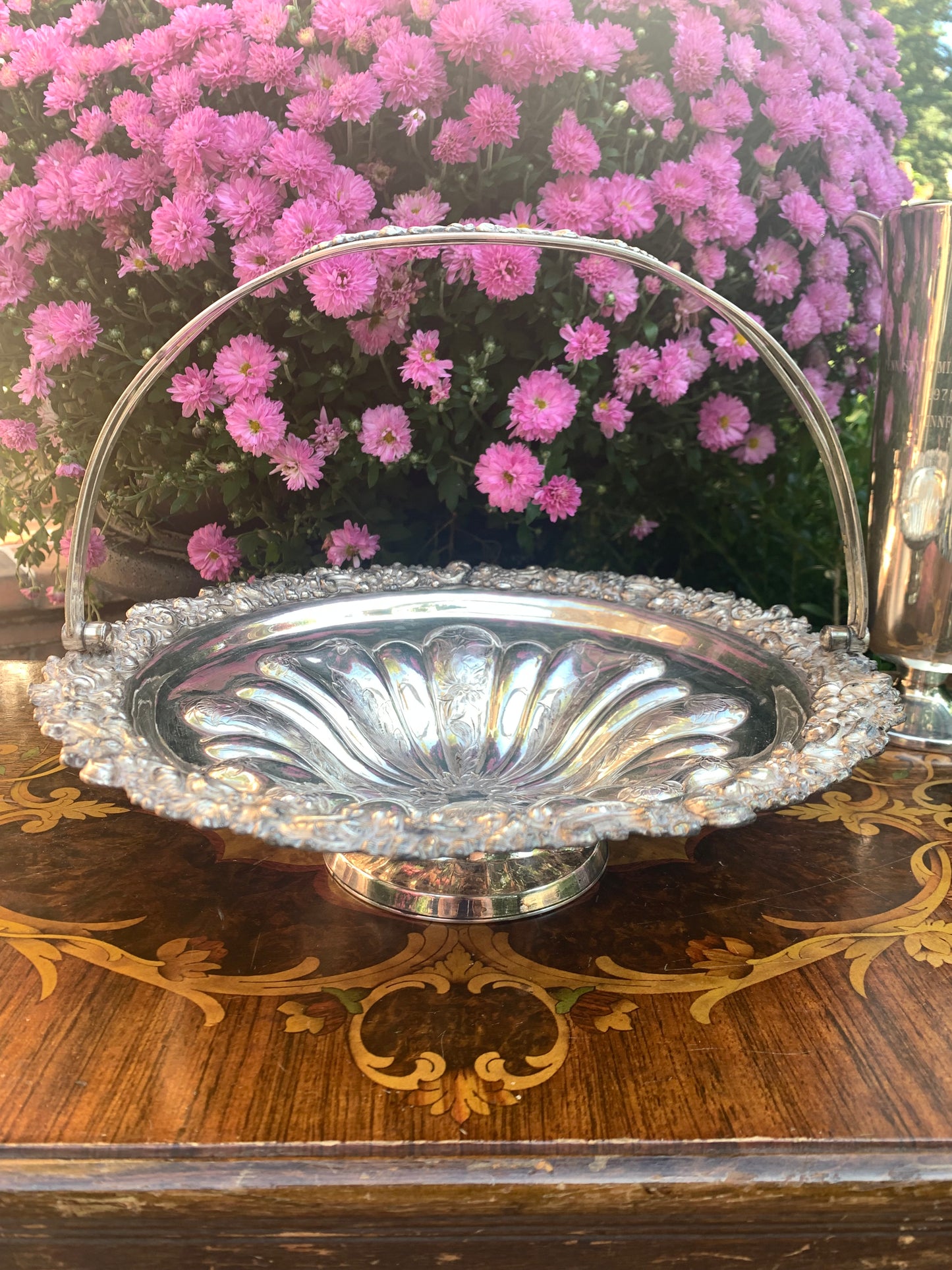 Flower Shaped Antique Silver Basket