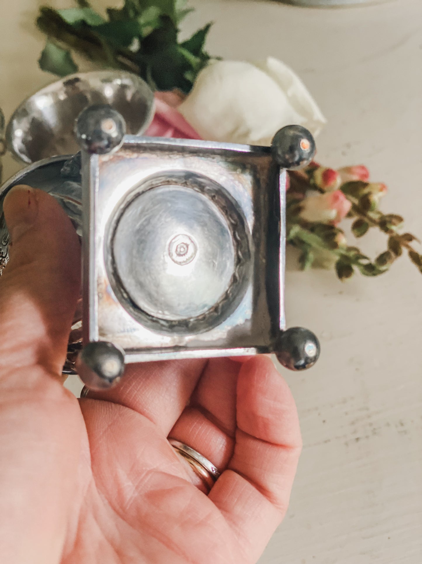 Set of 4 Antique Lion's Head Salt Cellars from the 1800's