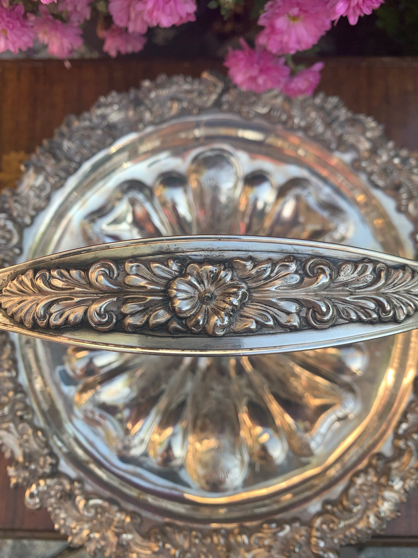 Flower Shaped Antique Silver Basket
