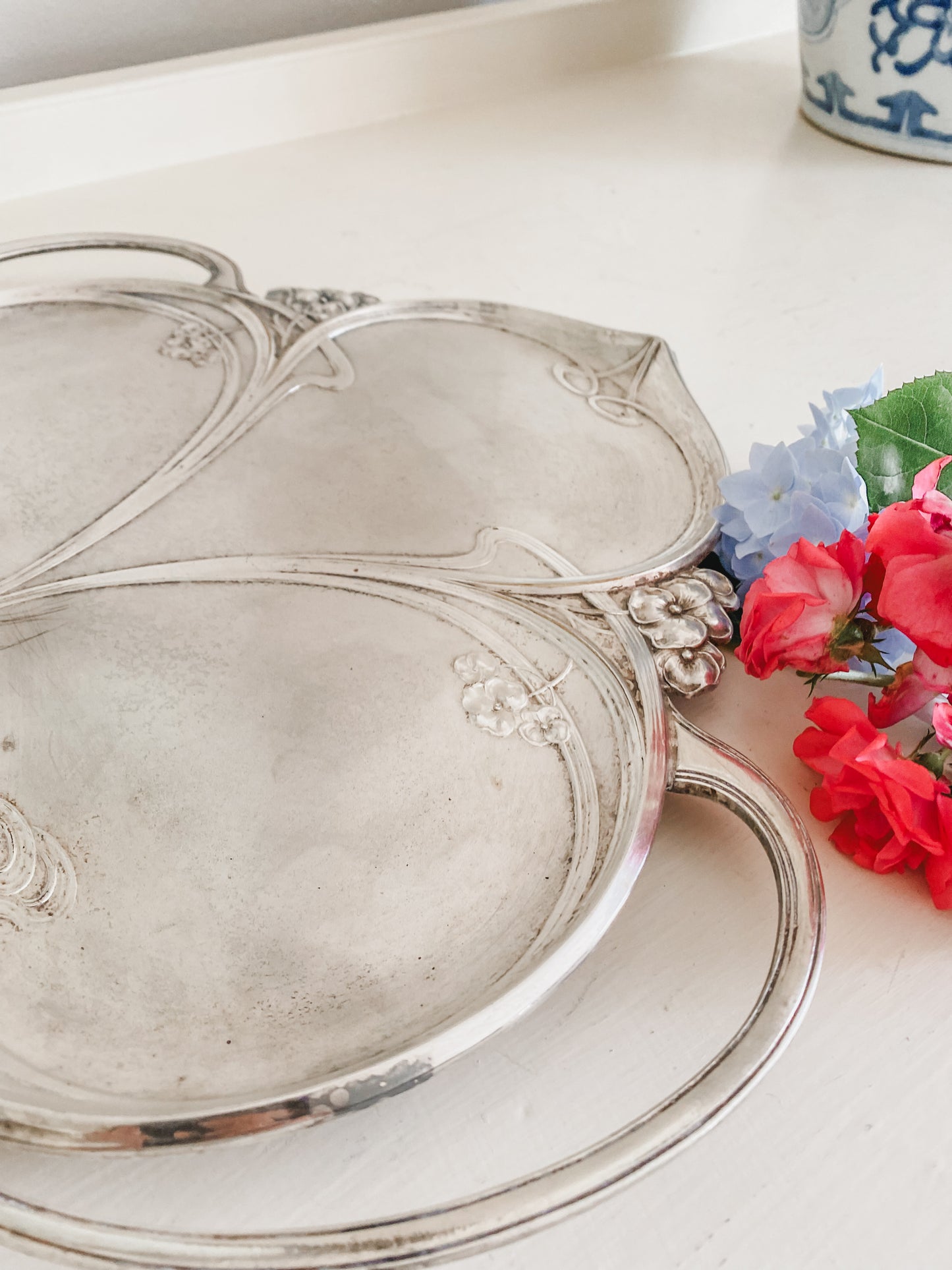 Pair of Art Noveau Unique Antique Trays