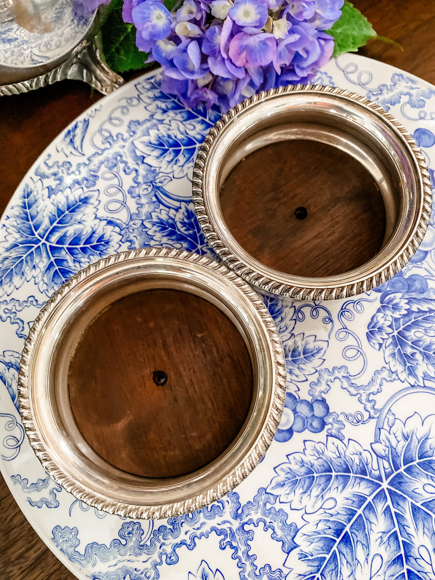 Antique Silver Bottle Coasters