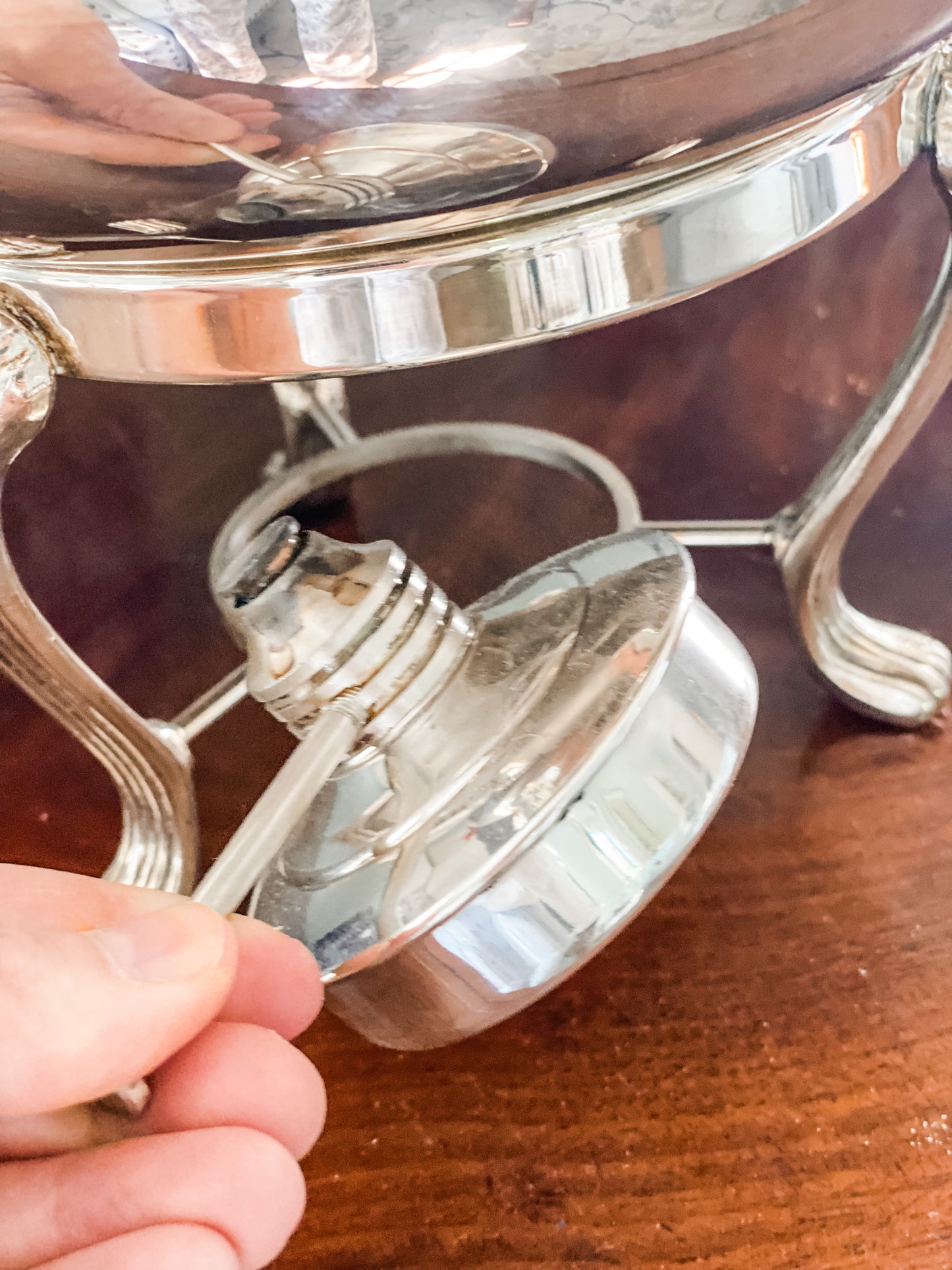 Vintage Silver Chafing Dish on Elevated Stand