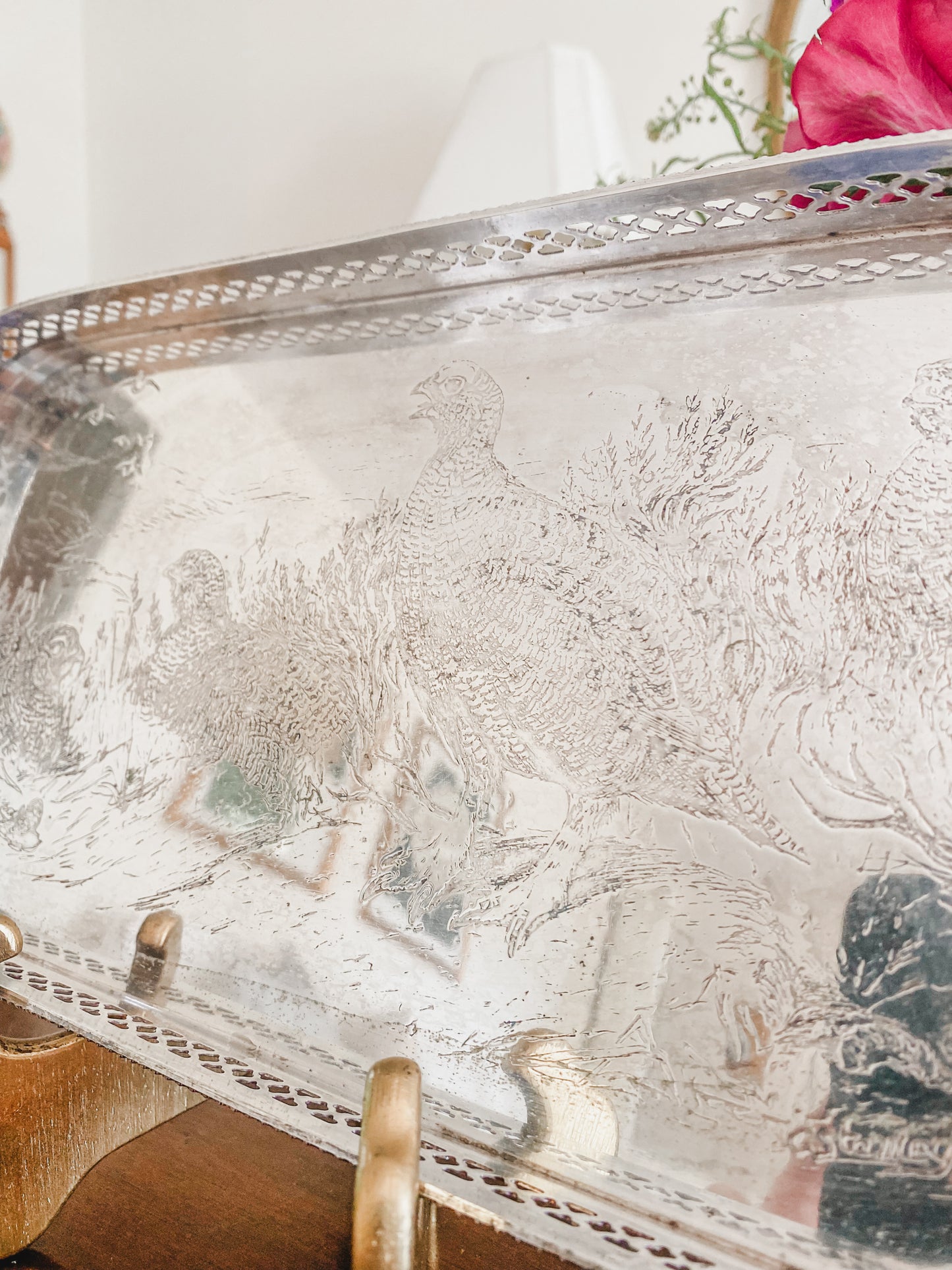 Wonderful Sheffield Gallery Tray with Etched Design