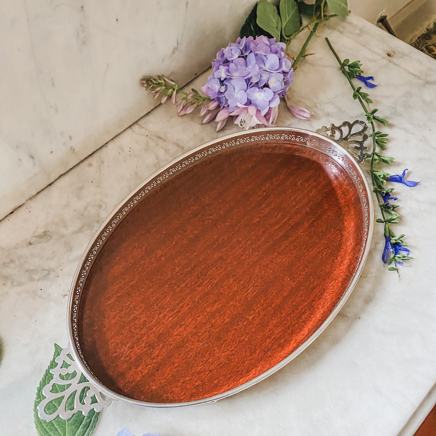 Lovely Antique Reticulated Tray with Pierced Handles