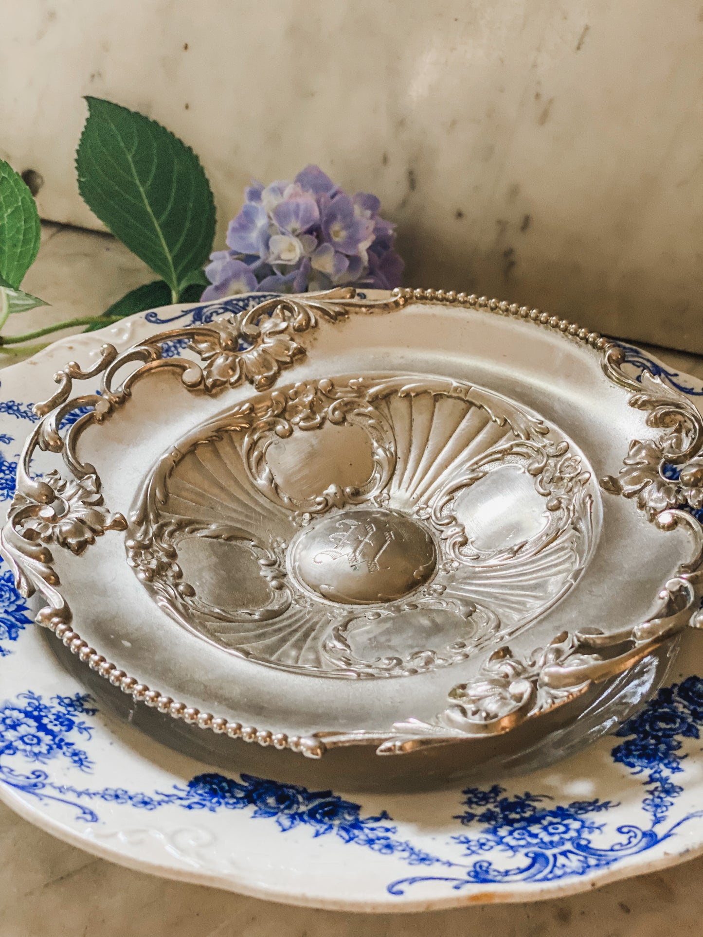 Intricate Antique Victorian Quadroupleplate Dish