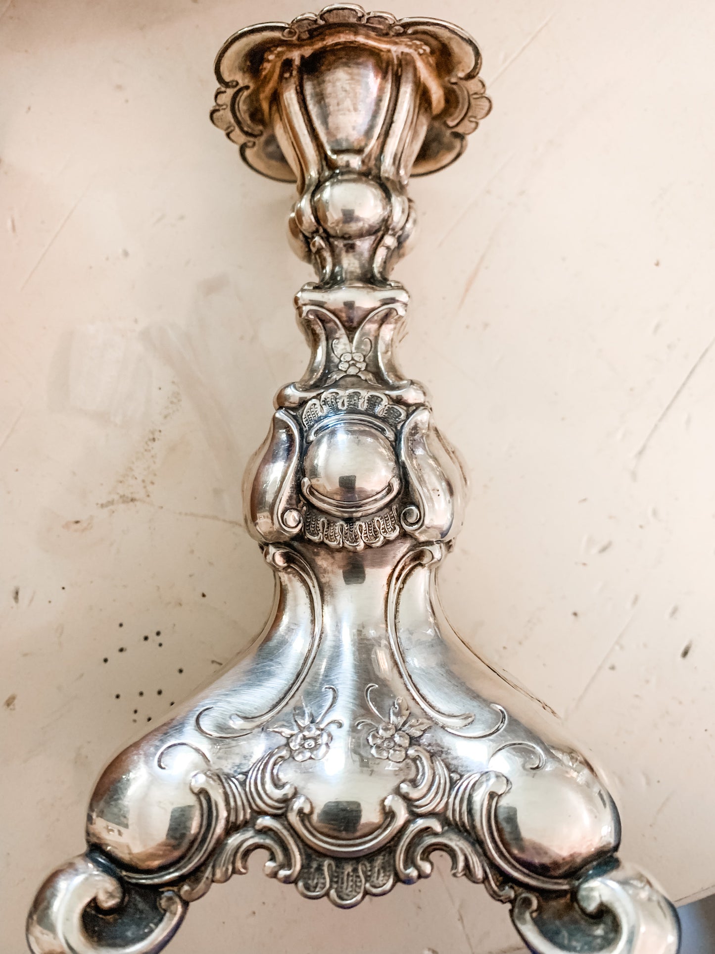 Gorgeous Antique Swedish Repousse Candlesticks