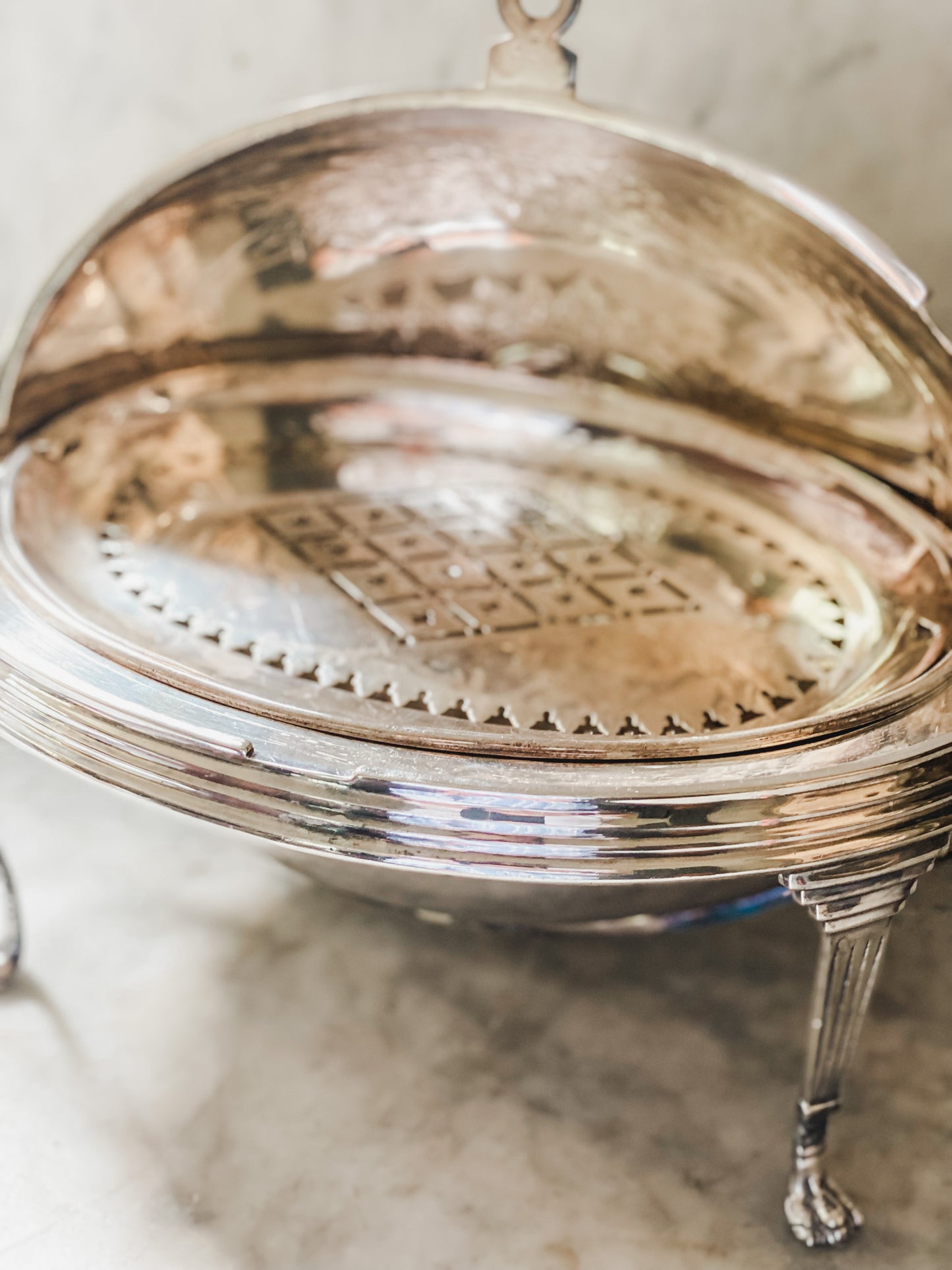 Amazing Antique English Revolving Dome Server!