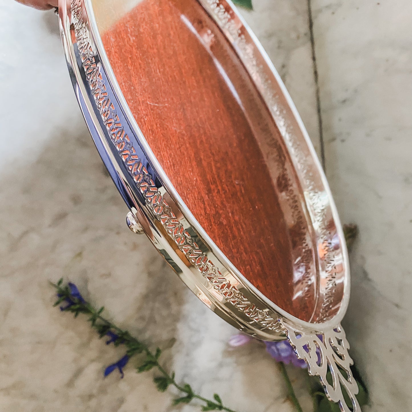 Lovely Antique Reticulated Tray with Pierced Handles