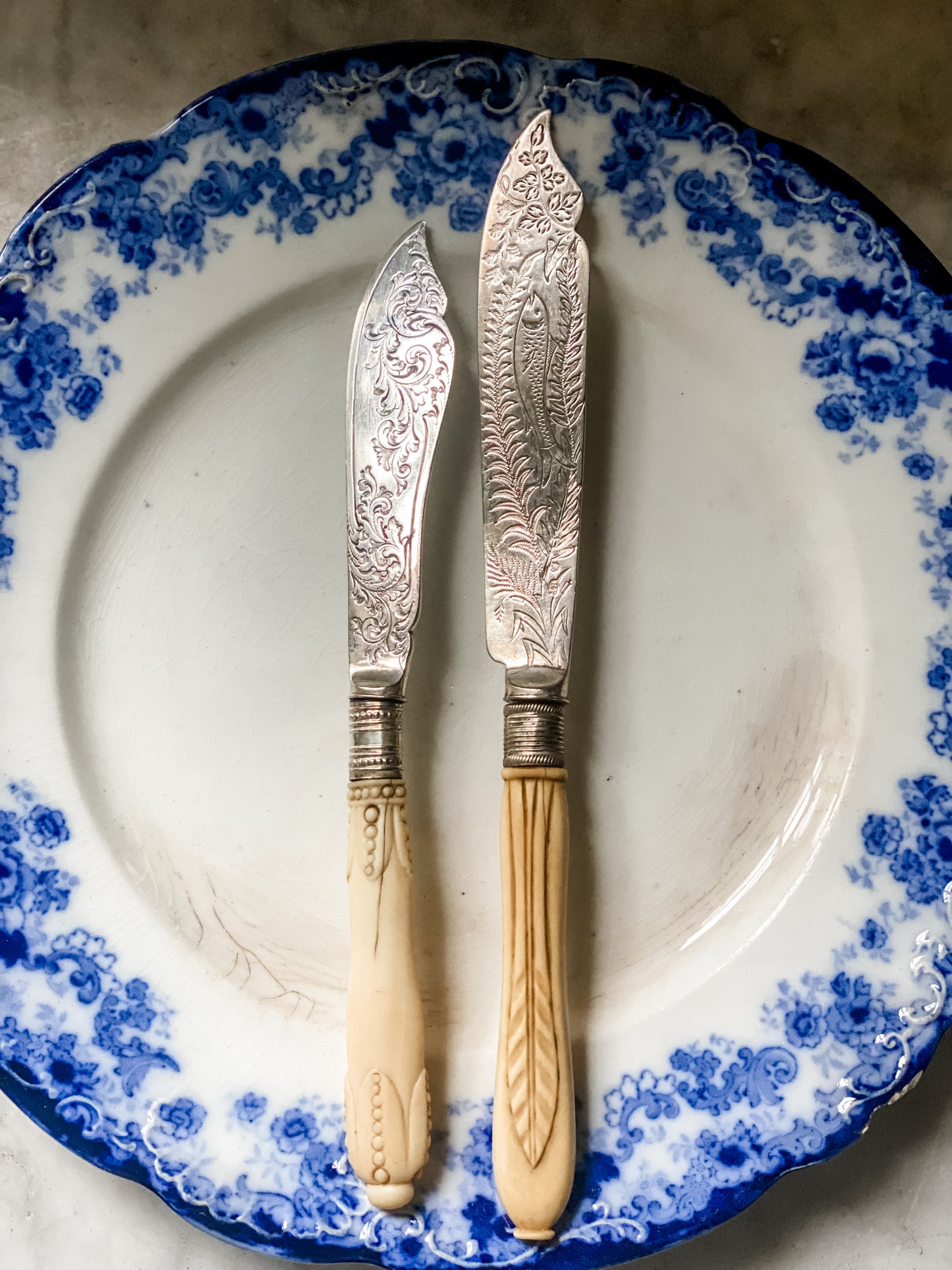 Pair of Specialty Antique Victorian Fish Knives