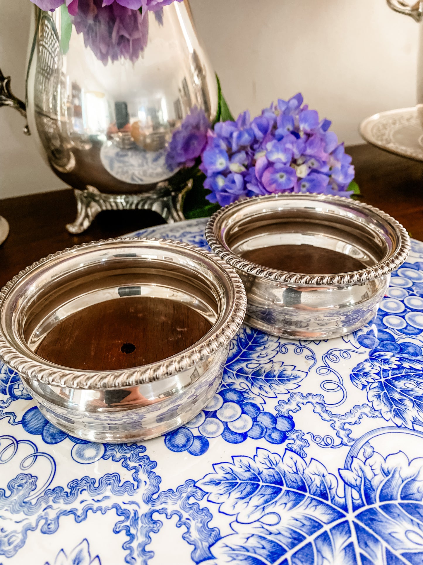 Antique Silver Bottle Coasters