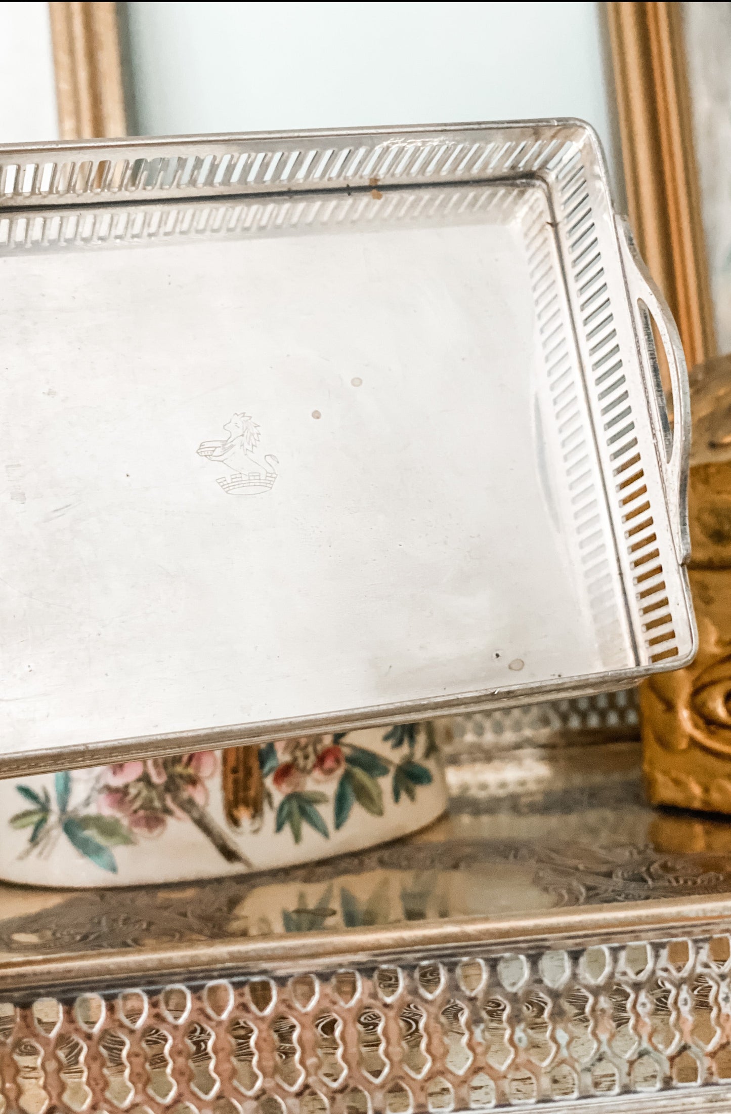 Antique Gallery Card Tray