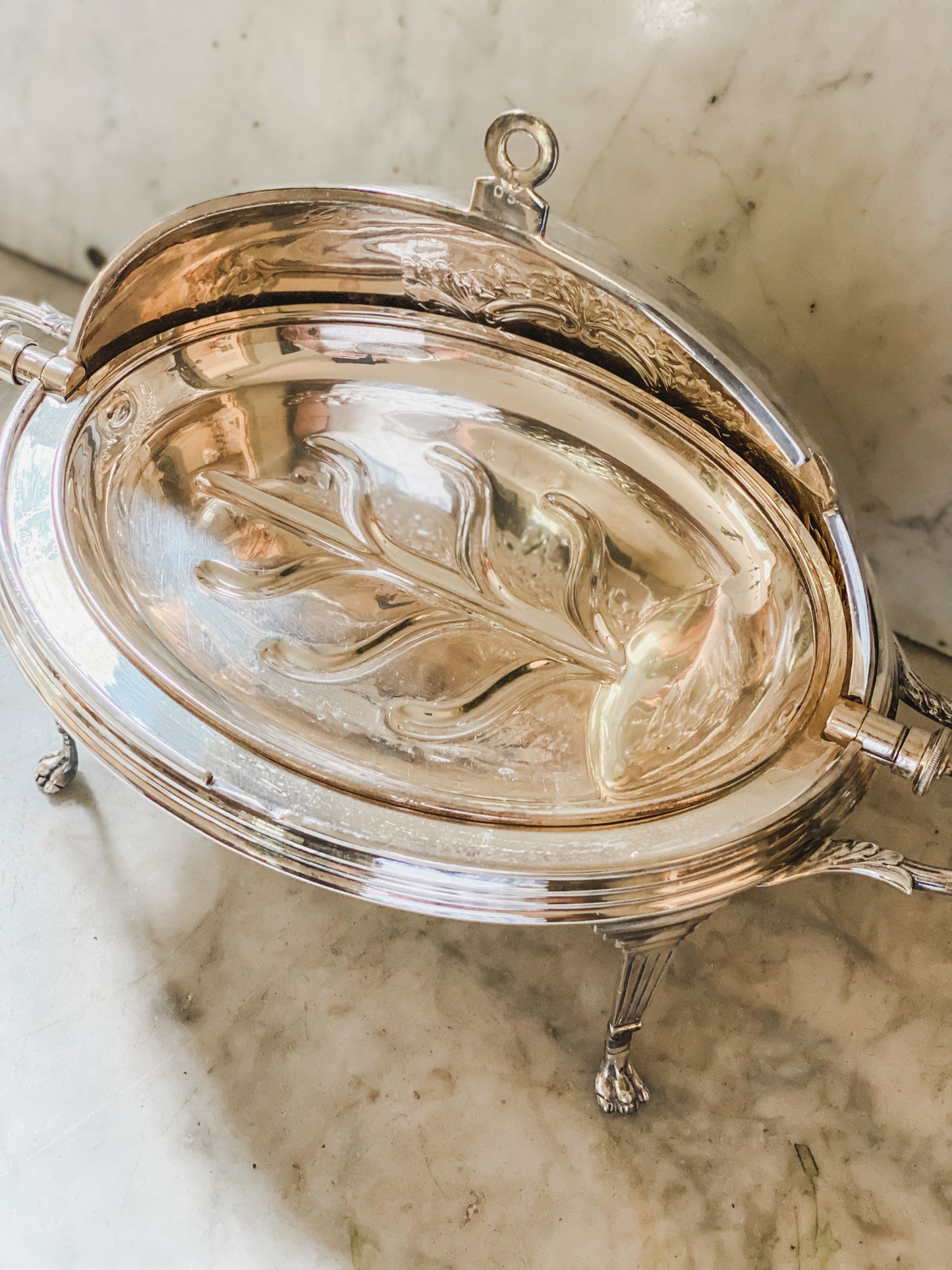 Amazing Antique English Revolving Dome Server!