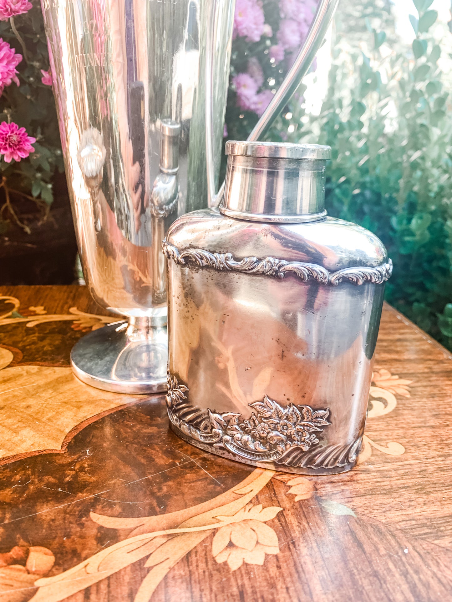 Antique Liquor Flask With Shot Glass Lid