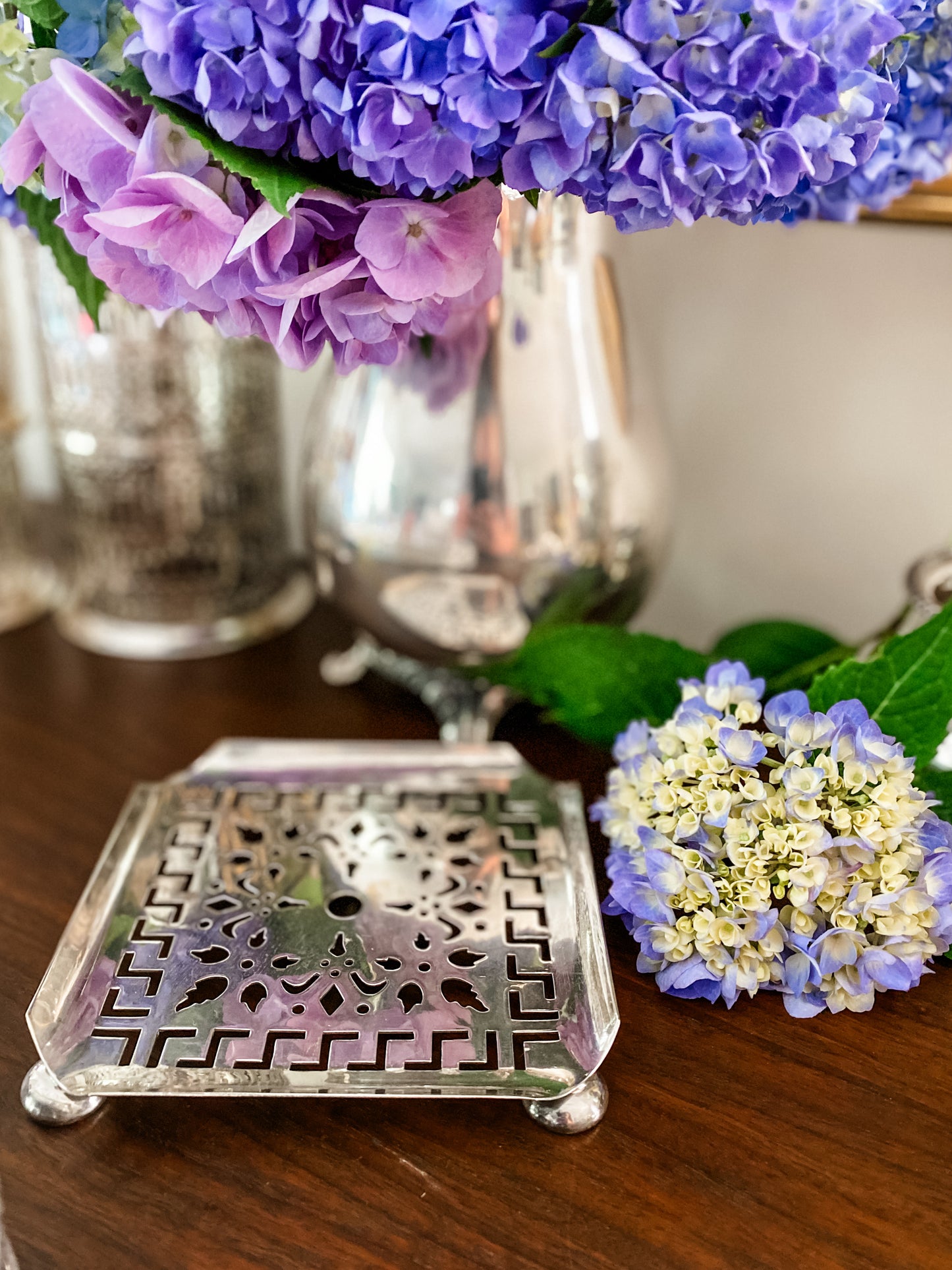 Pierced Silver English Trivet
