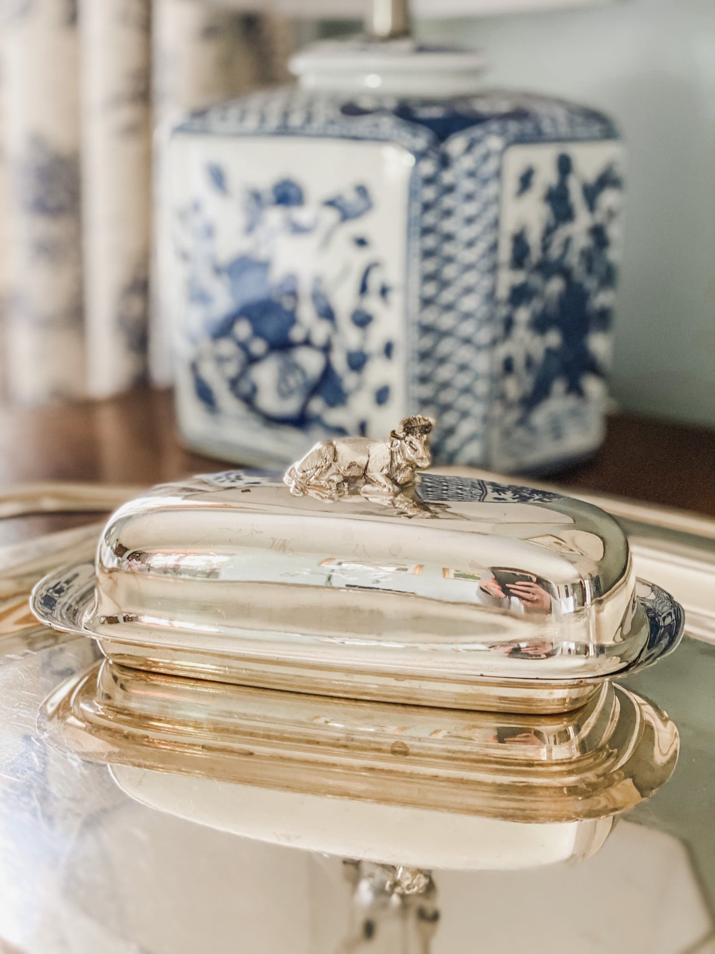 Butter Dish with Adorable Cow Handle
