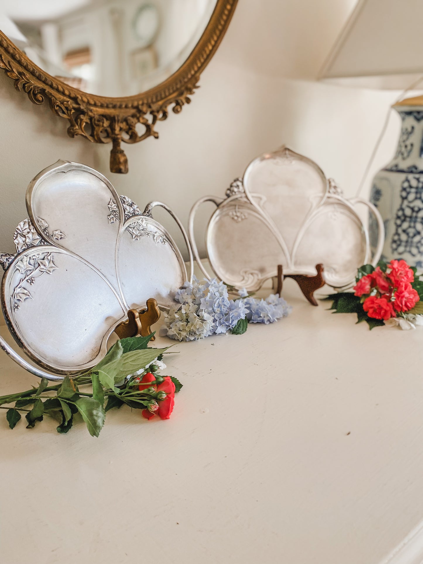 Pair of Art Noveau Unique Antique Trays