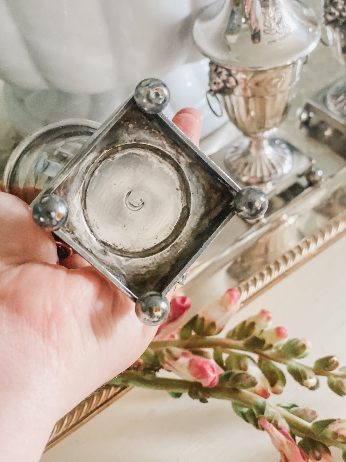 Set of Sheffield Silver 1800's Shakers with Lions Heads