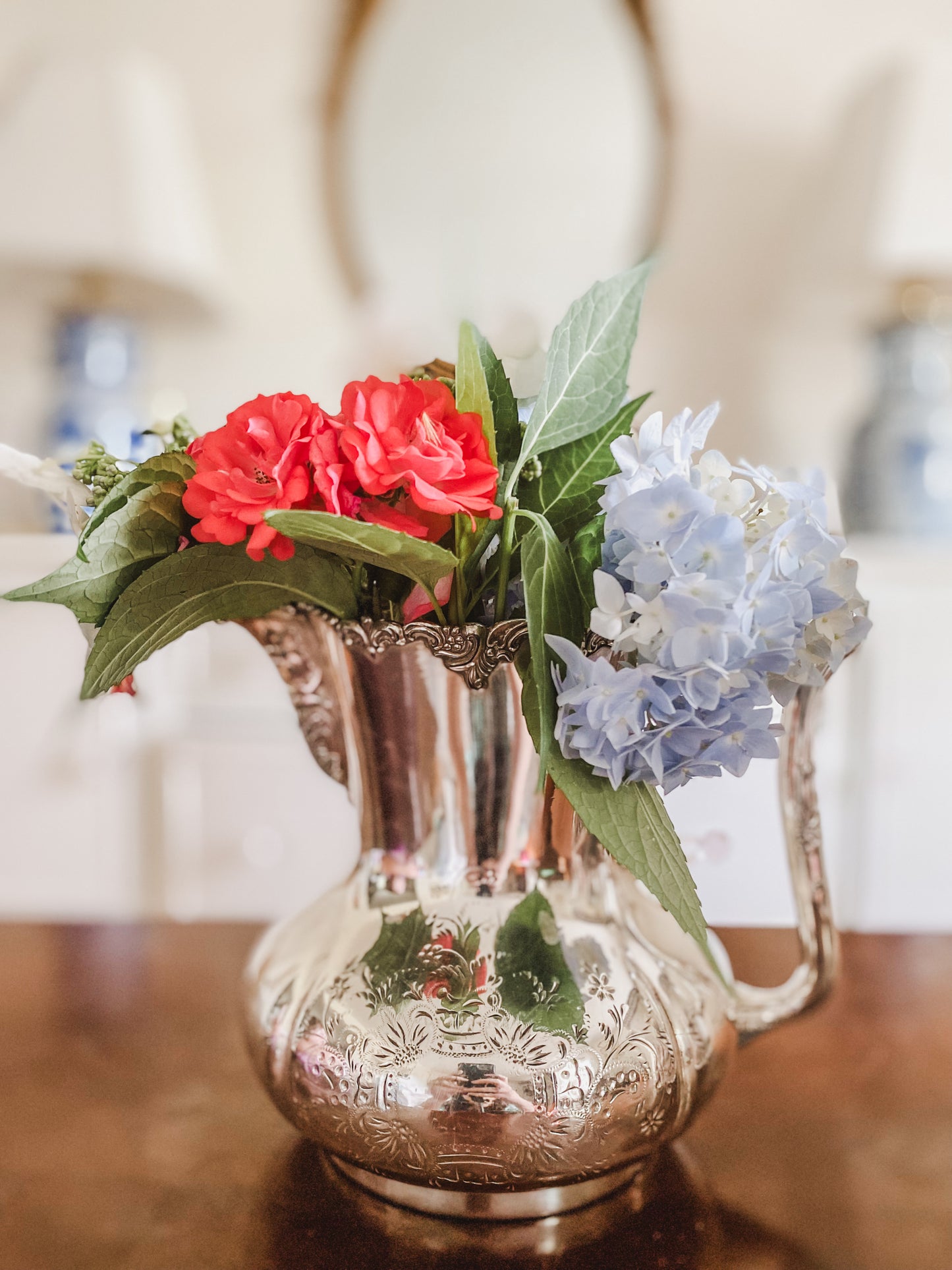 Ornate Antique Pitcher by Pool