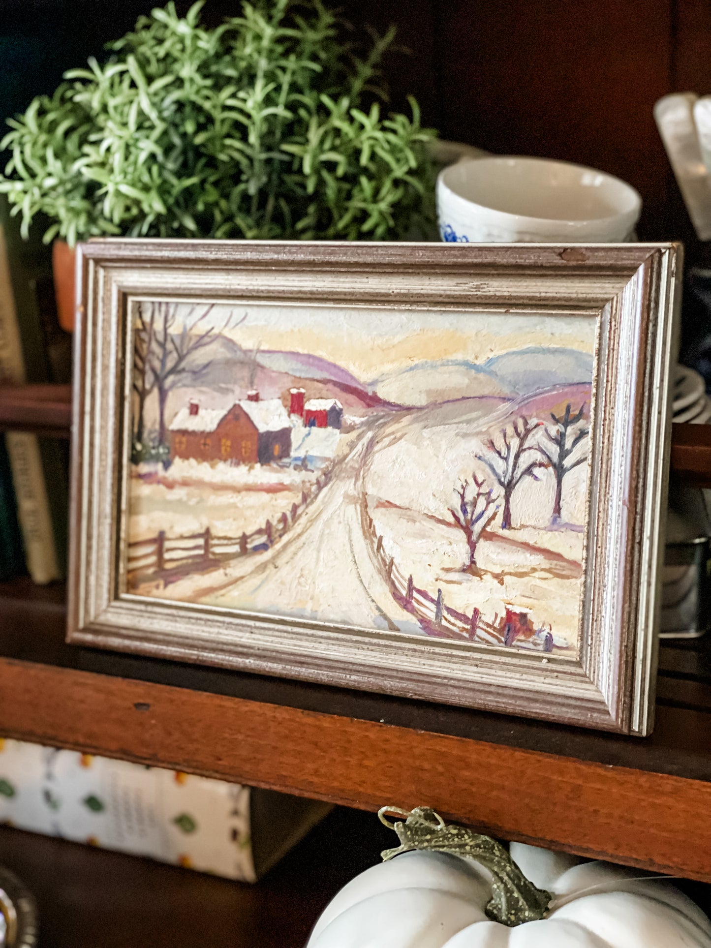 A Snowy Morning Miniature Oil Painting