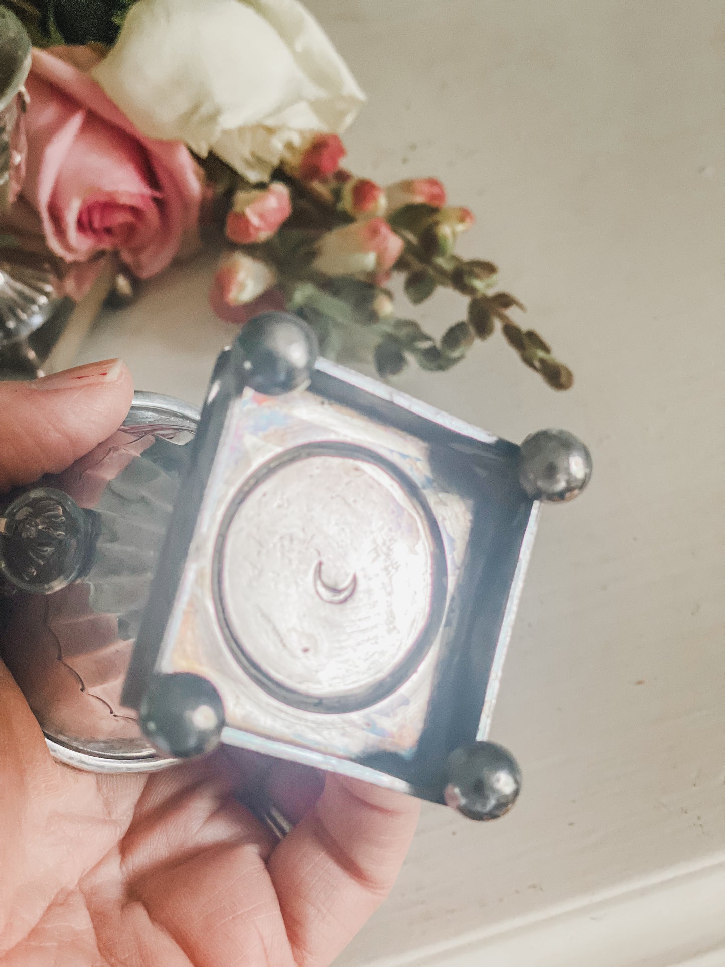 Set of 4 Antique Lion's Head Salt Cellars from the 1800's