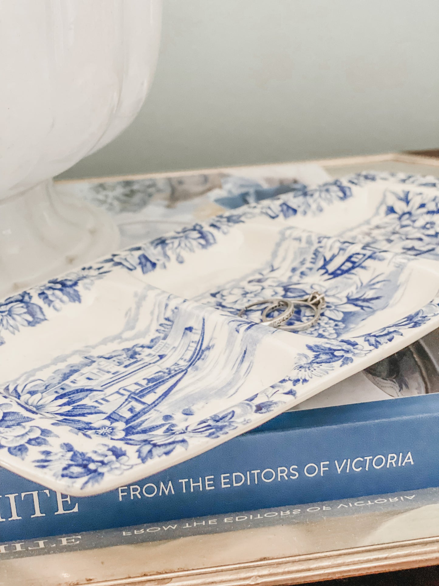 Blue and White Transferware Tray
