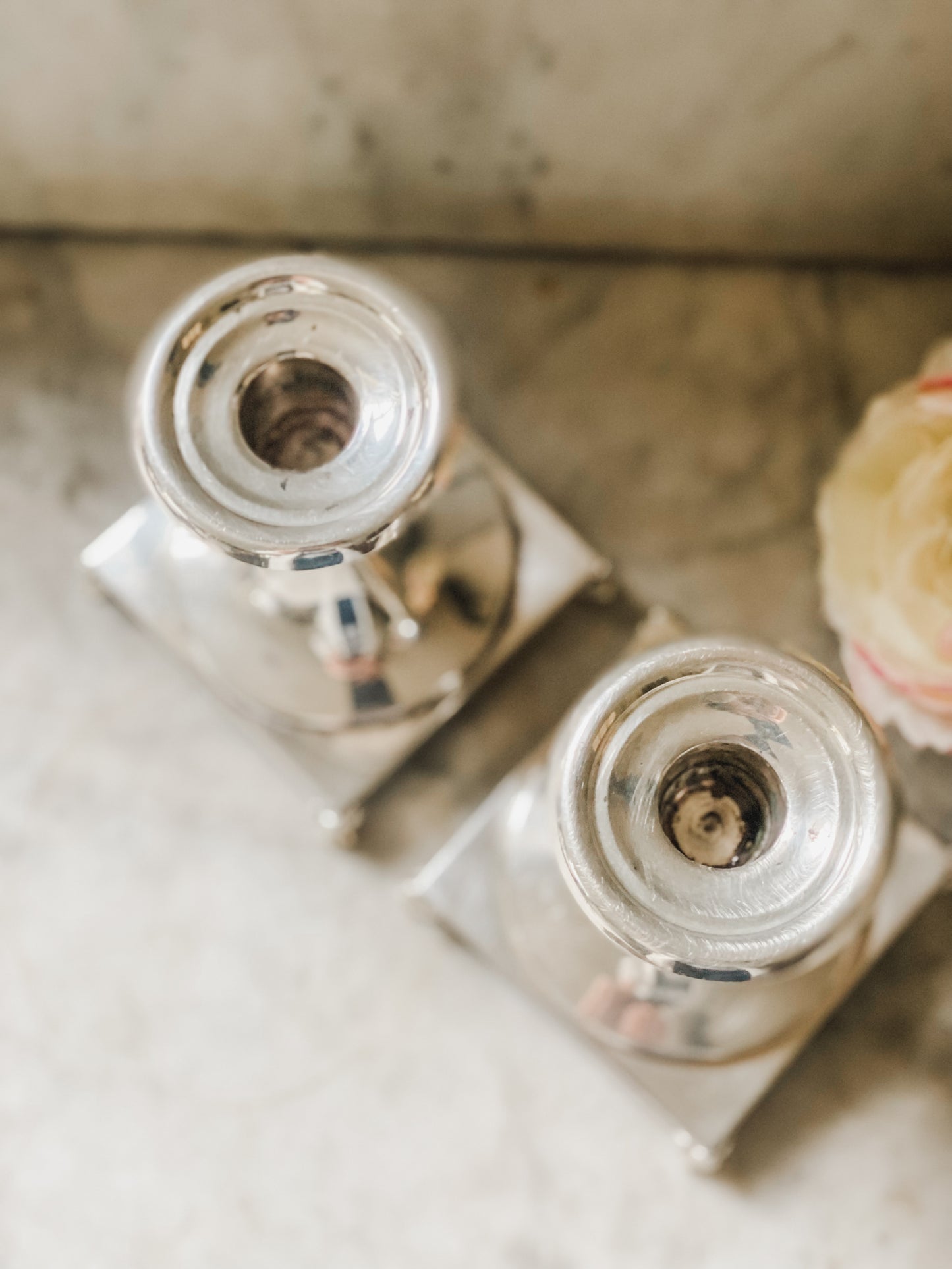Pair of Elegant Candlesticks by Crescent Silver