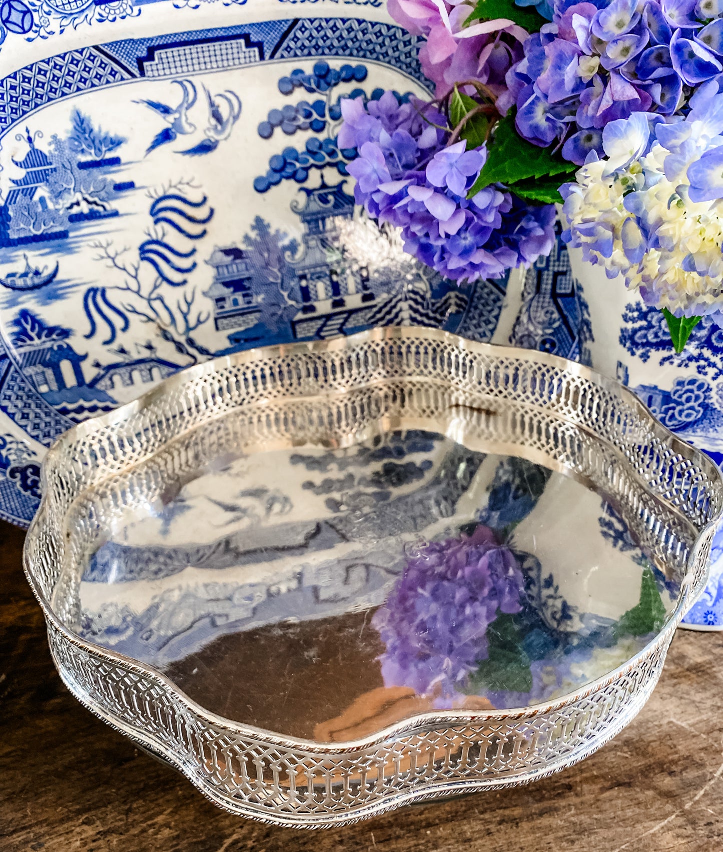 Stunning Antique Gallery Tray